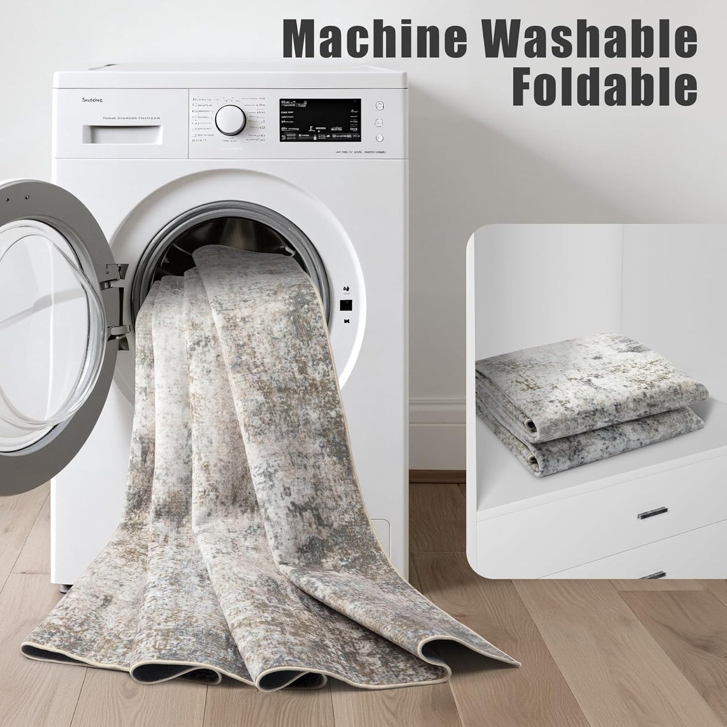 5x7 Area Rug Living Room Rug: Washable Modern Abstract Soft Thin Rug Indoor Floor No Slip Stain Resistant Carpet for Bedroom Dining Room Farmhouse Nursery Home Office - Brown Grey