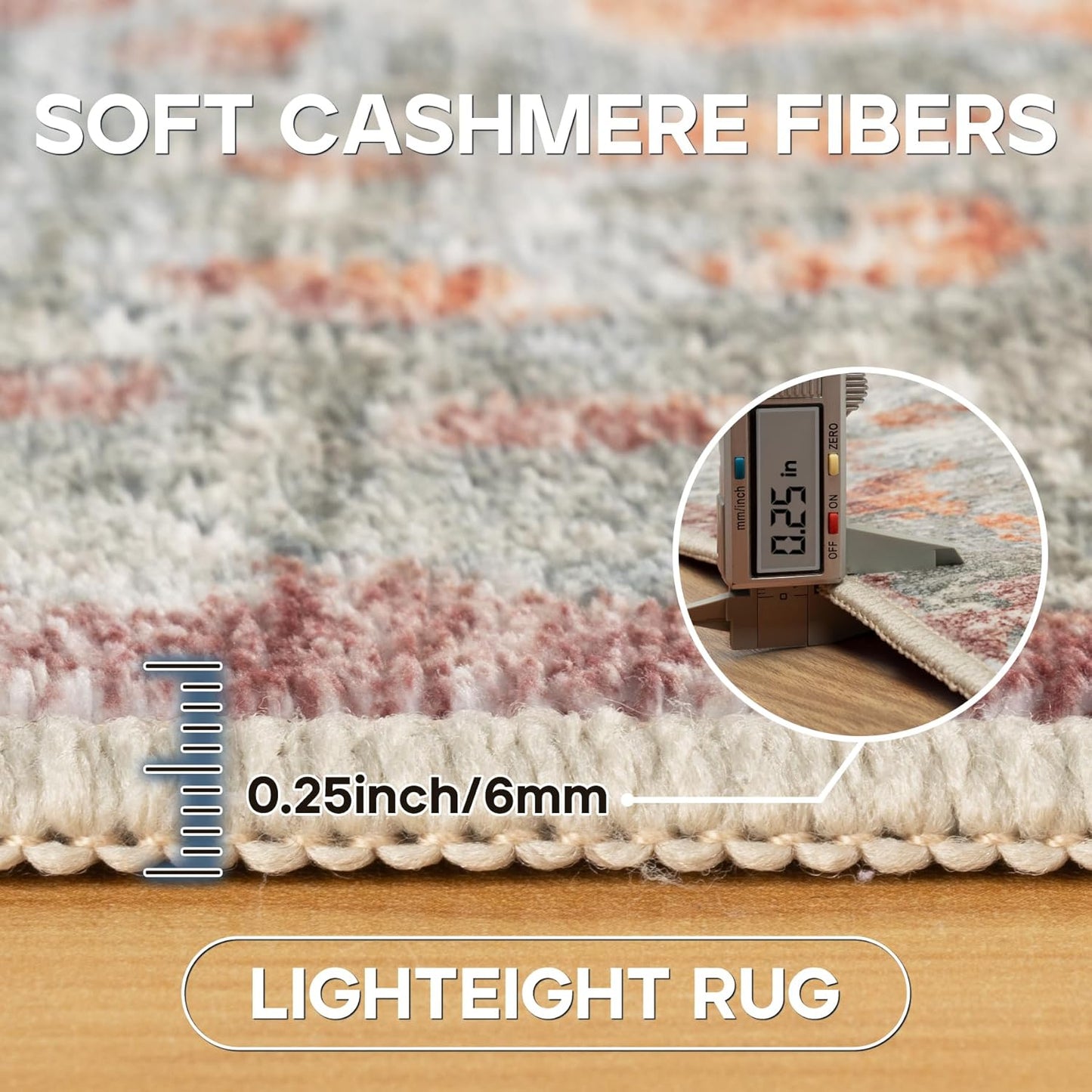 Runner Rug for Hallways Kitchen 2'6"x8' Washable, Non Slip Carpet 8ft Area Rugs Entryway Rubber Backed 8 Feet Neutral Abstract Modern Low Pile Indoor Red Brown