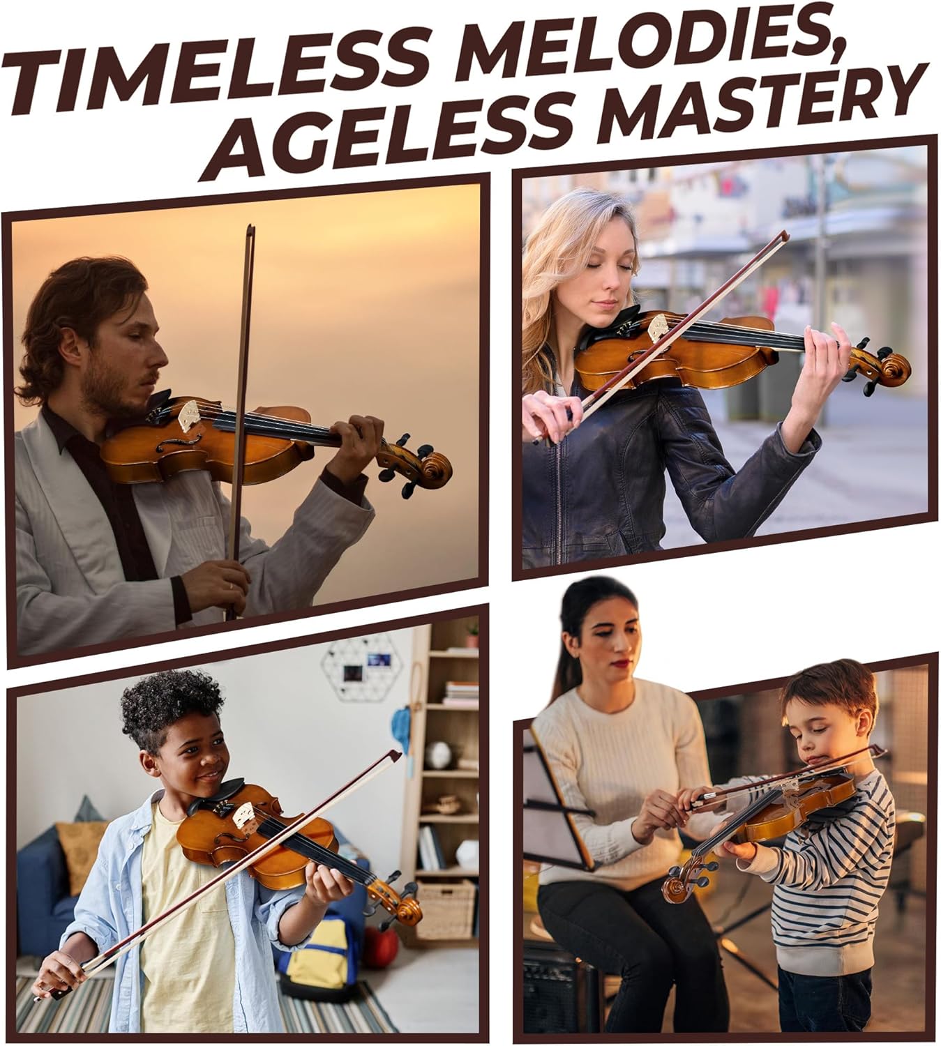 Vangoa Violin 1/4 Size for Kids Beginners Full Set, Spruce Childrens Fiddle Quarter Bundle Outfit Small Acoustic Violins Starter Kit Package w/Side Solidwood, Hard Case for School Students Ages 4-6