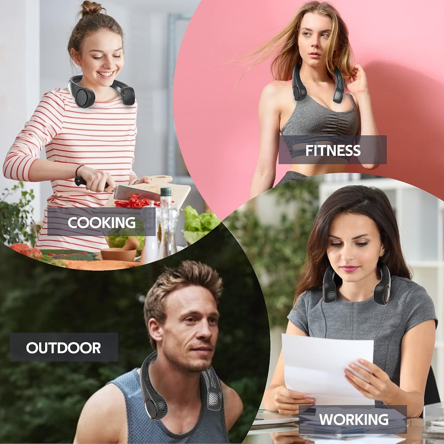 Portable Neck Fan, Hands Free Bladeless 360° Cooling Personal Fan,Wearable Quiet Fan for Outdoor Indoor, Gifts for Men Women, 4000mAh Battery Operated, USB Rechargeable, 3-Speeds(Black Graffiti)