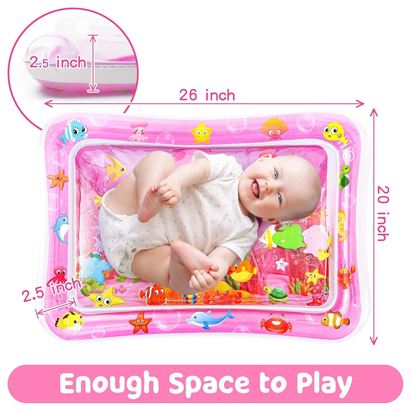 Tummy Time Water Mat for Girl, Baby Girl Toys for 0, 3, 6, 9, 12 Months, Baby Girl Gifts, Develop Sensory Toys Kids' Indoor Climbers & Play Structures