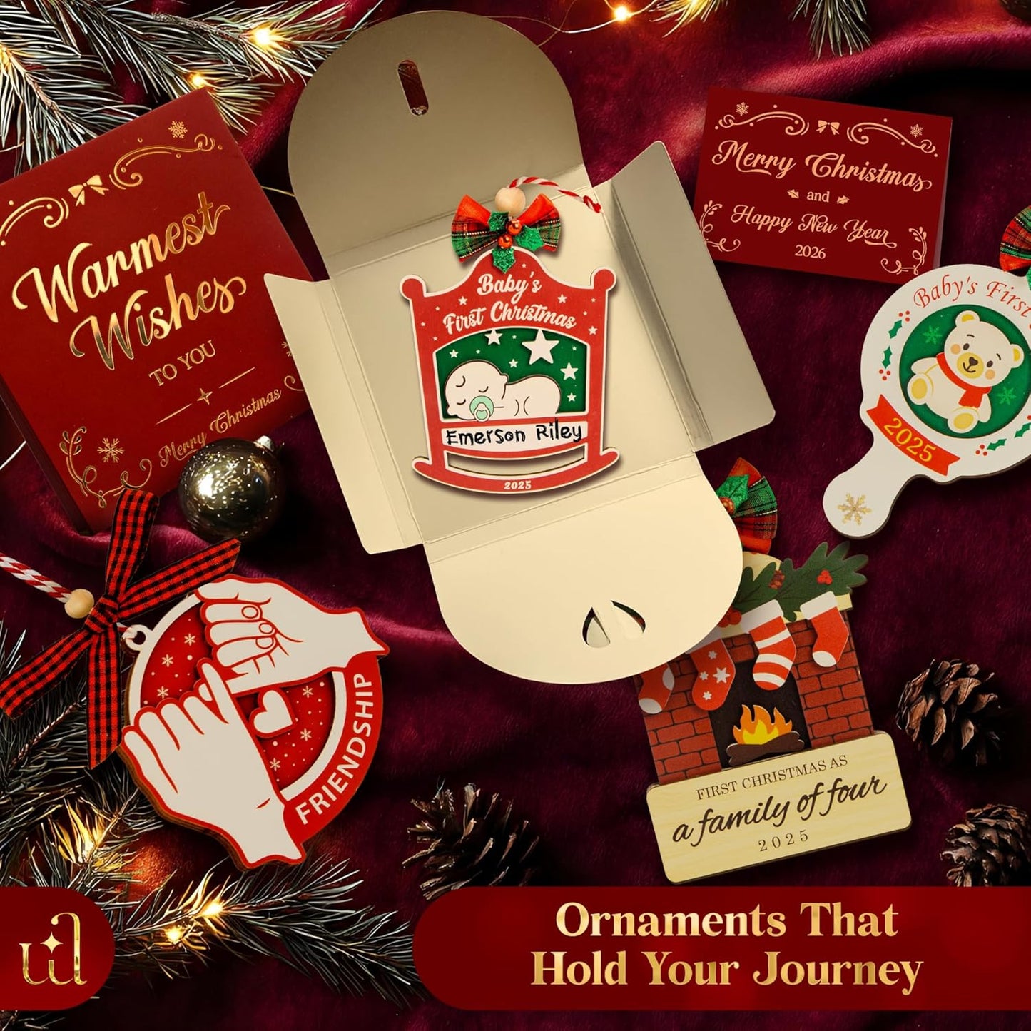 Baby First Christmas Ornament 2025 for Girl Boy - Baby's 1st Ideas for Parents, Babies Newborn Ornament Keepsake Babys First Xmas Ornaments for Xmas Tree Decorations