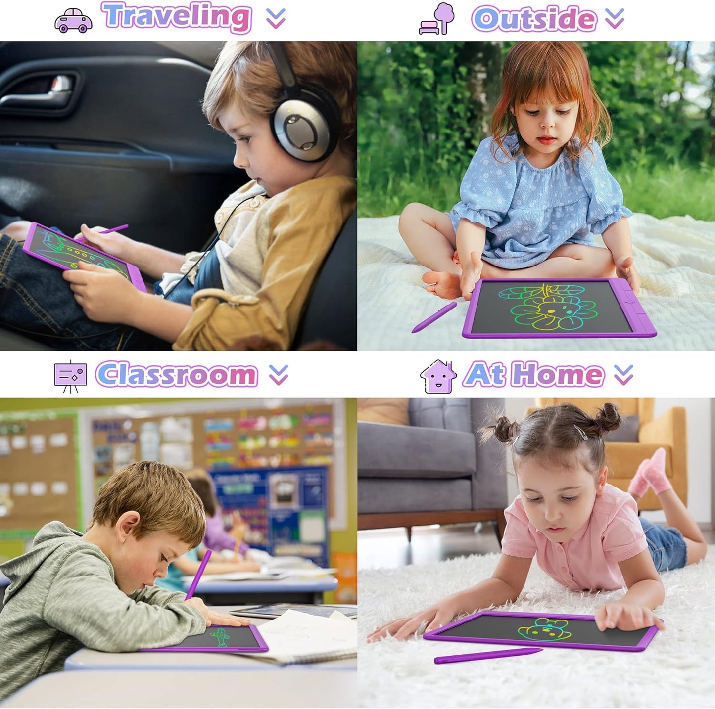 GIGART LCD Writing Tablet 15 Inch Drawing Tablet Magic Doodle Board Drawing Pad, Electronic Writing Board, Educational Toys Gifts for Kids and Adults at Home,School and Office(Purple)