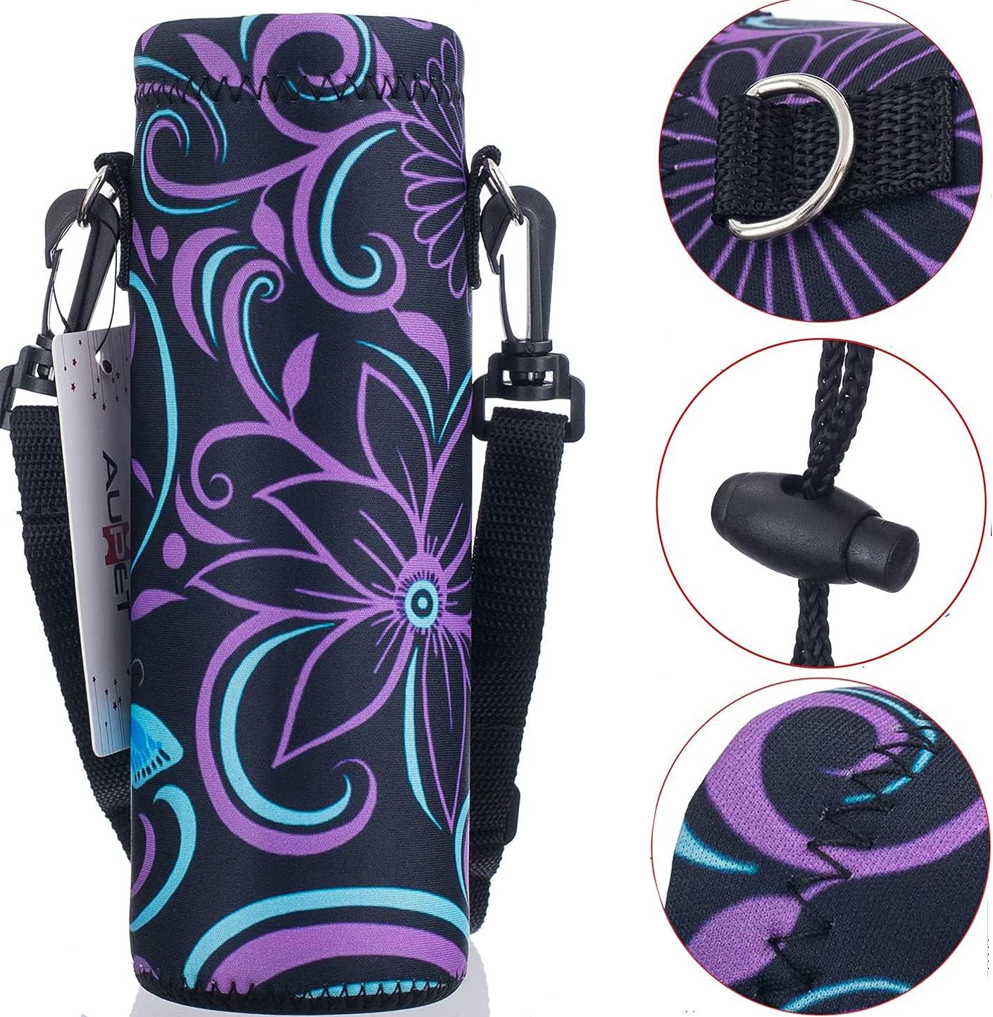 AUPET Water Bottle Bag Carrier,24oz/32oz Insulated Neoprene bottle Sling Holder Case Pouch Cover for 1000ML/750ML Bottles with Shoulder Strap for walking