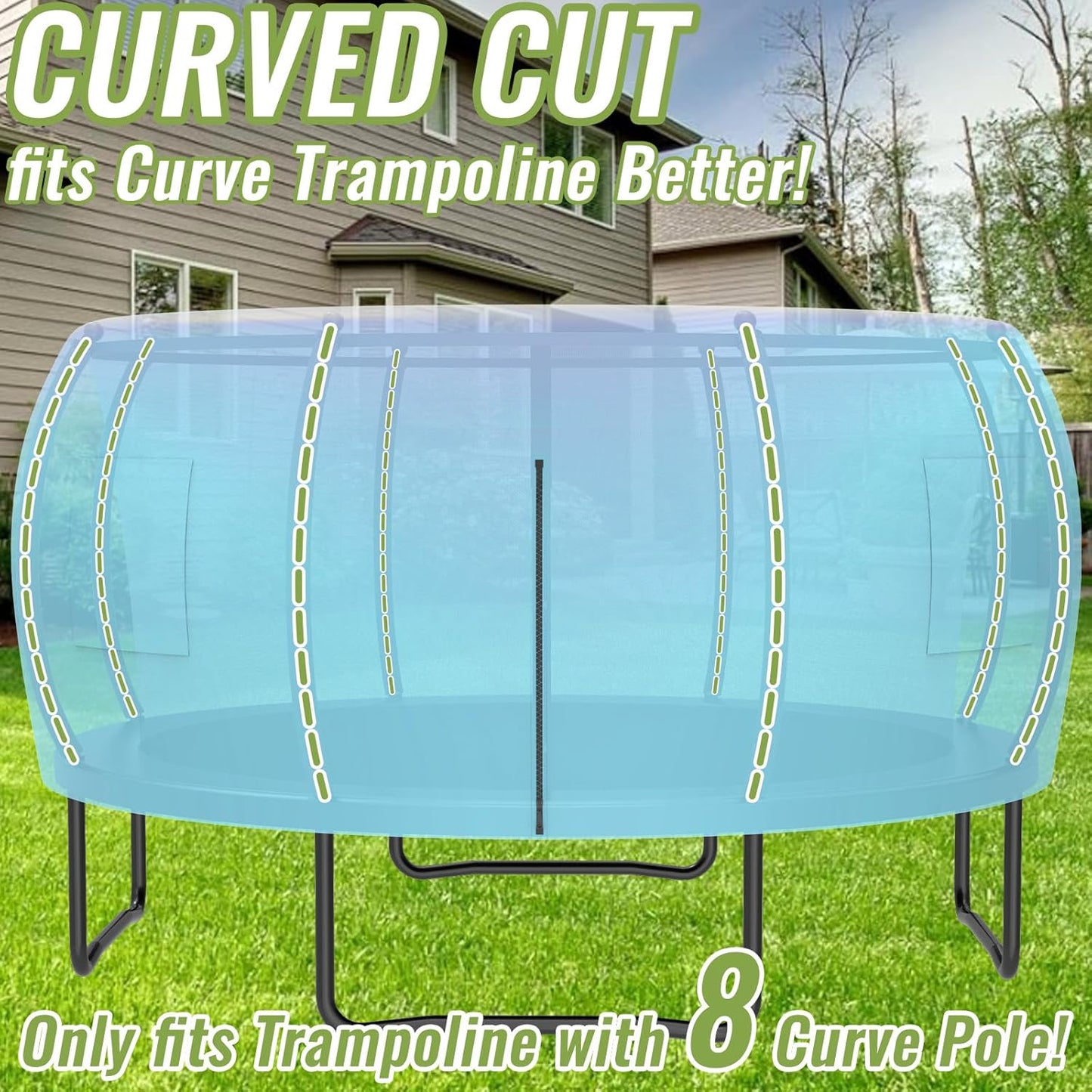 Gardenature 10FT/12FT/14FT Trampoline Tent(Tent Only), Fit Round Trampolines, Shade Cover with LED Light, Outdoor Trampolien Accessories, Anti-Tear, Beige