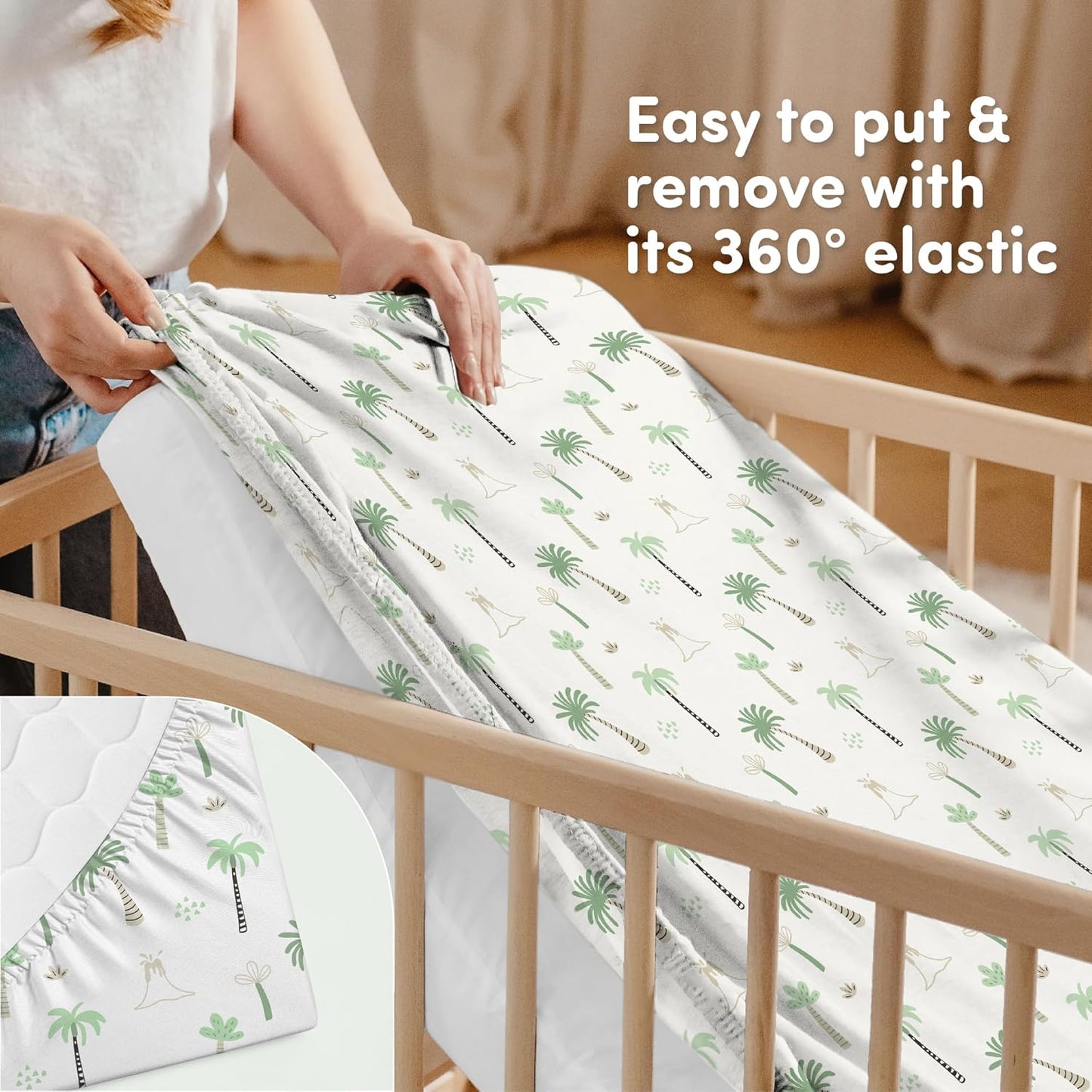 Sweety Fox 2-Pack Cotton Jersey Crib Sheets – Soft Fitted Sheets for Boys and Girls, Mini Crib Sheets, Toddler Bed Sheets (Dinosaur)