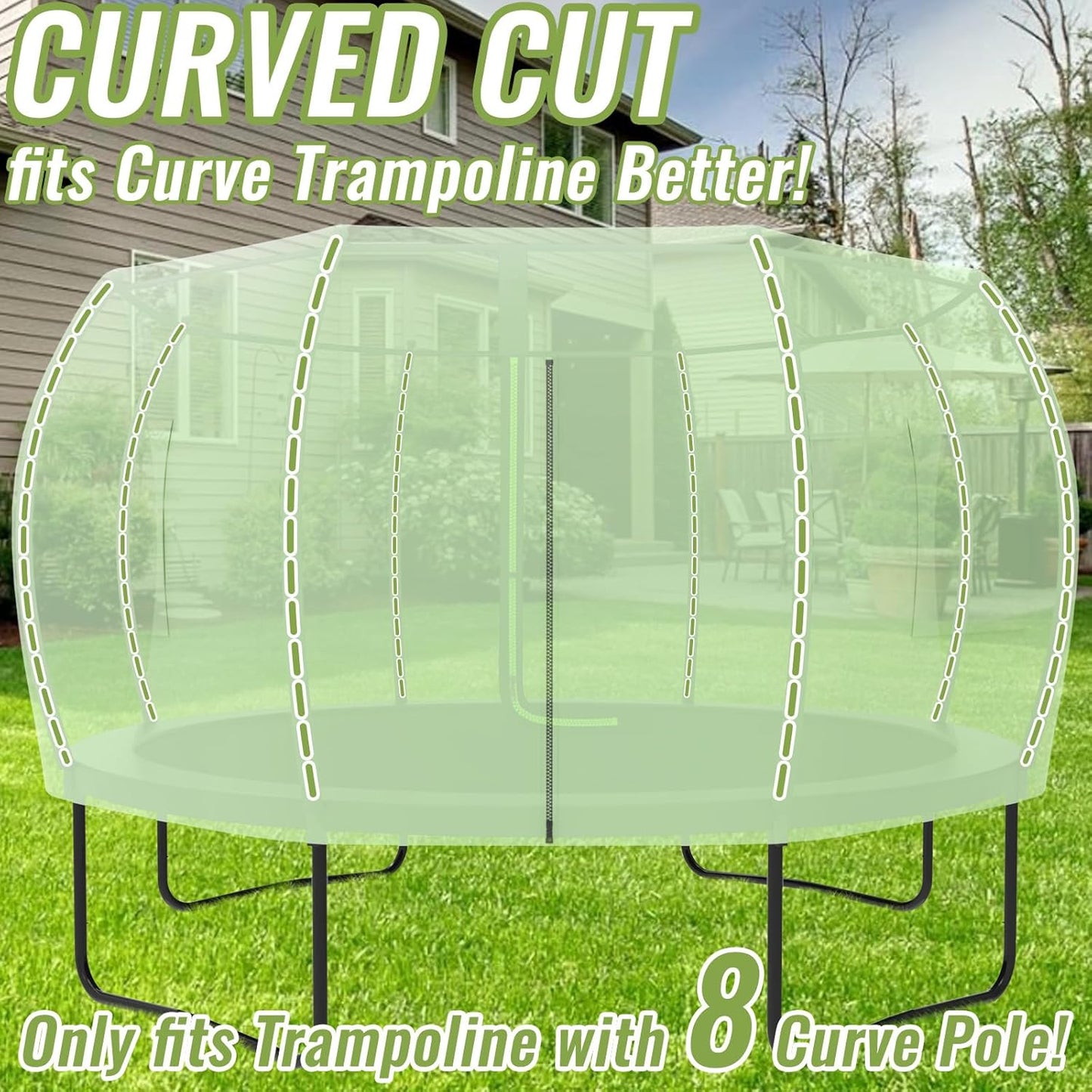 Gardenature 10FT/12FT/14FT Trampoline Tent(Tent Only), Fit Round Trampolines, Shade Cover with LED Light, Outdoor Trampolien Accessories, Anti-Tear, Beige