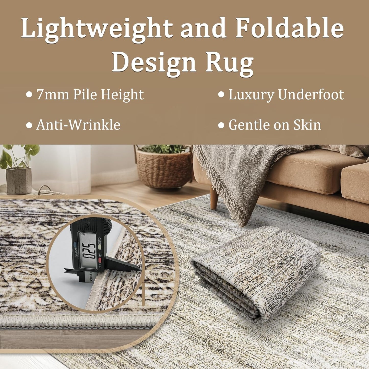 8x10 Area Rug Living Room Rugs - Washable Rug Large Modern Abstract Soft Thin Carpets Indoor Floor No Slip Vintage Carpet for Bedroom Under Dining Table Nursery Home Office Decor Nature