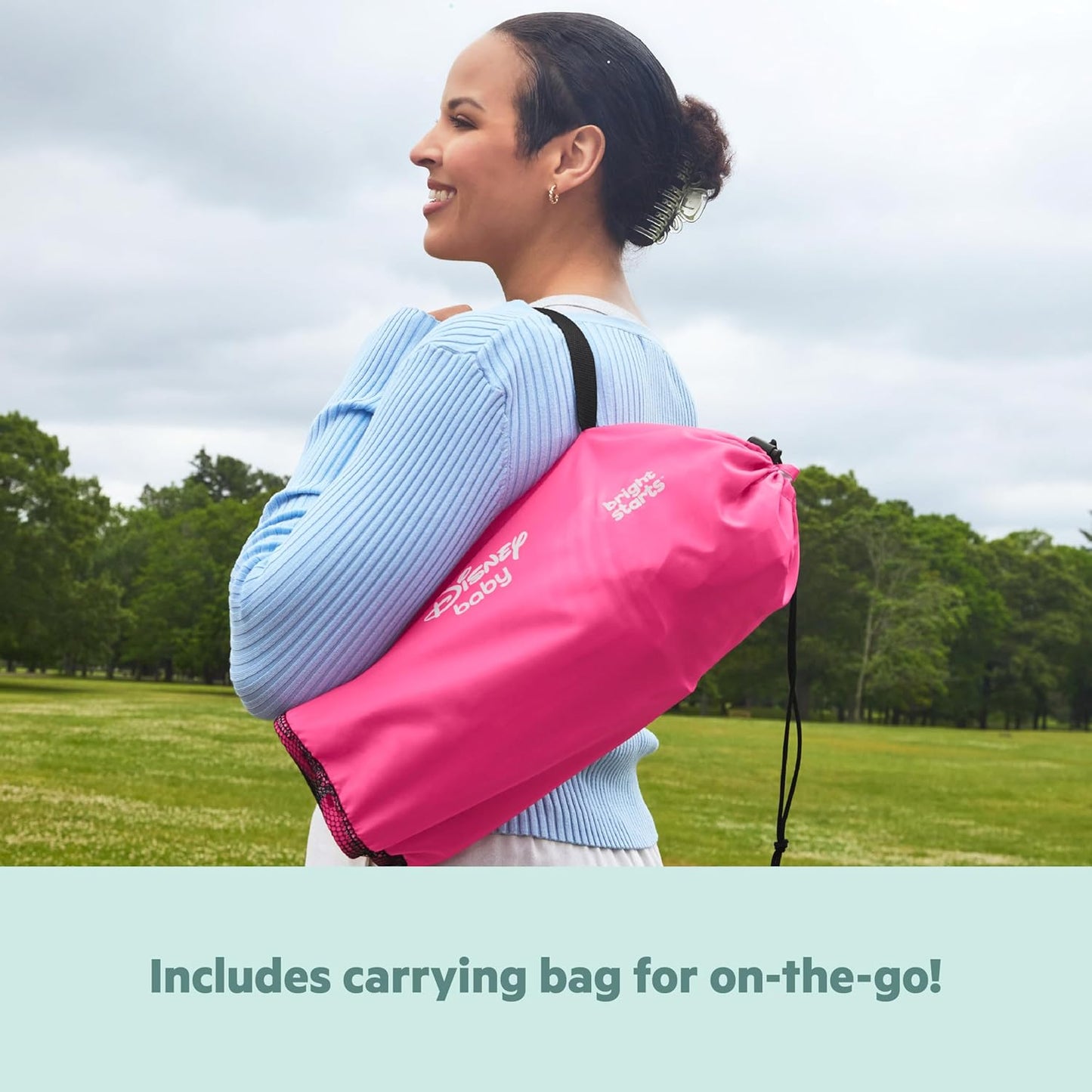 Bright Starts Disney Minnie Mouse Pop 'N Sit Portable Booster, Indoor/Outdoor Use, Floor Seat with Feeding Tray, 6 Mos - 3 Yrs