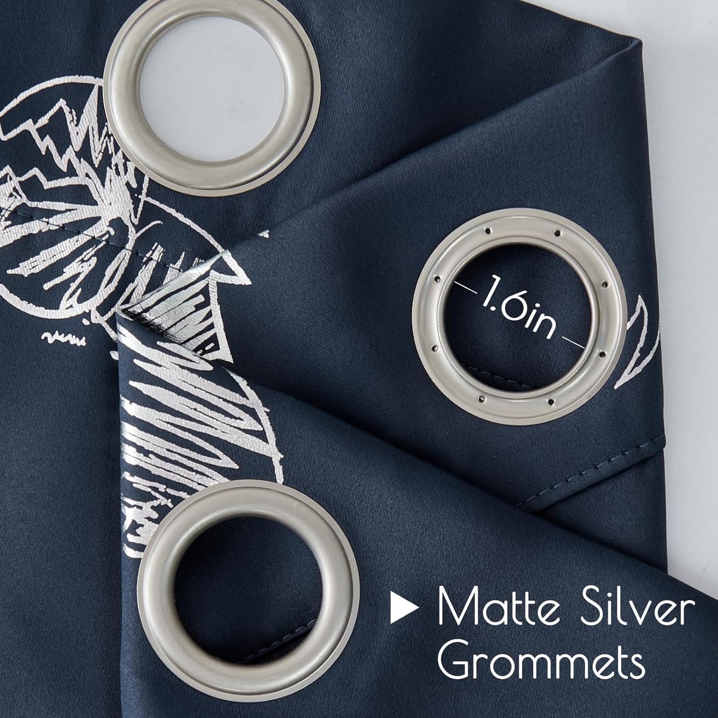 Vangao Kids Curtains Navy Blue Blackout Dinosaur Curtains for Boys Kids Nursery Girls Room Silver Dino Foil Print Thermal Insulated Drapes Grommet Top Window Treatments 63 Inches Length 2 Panels