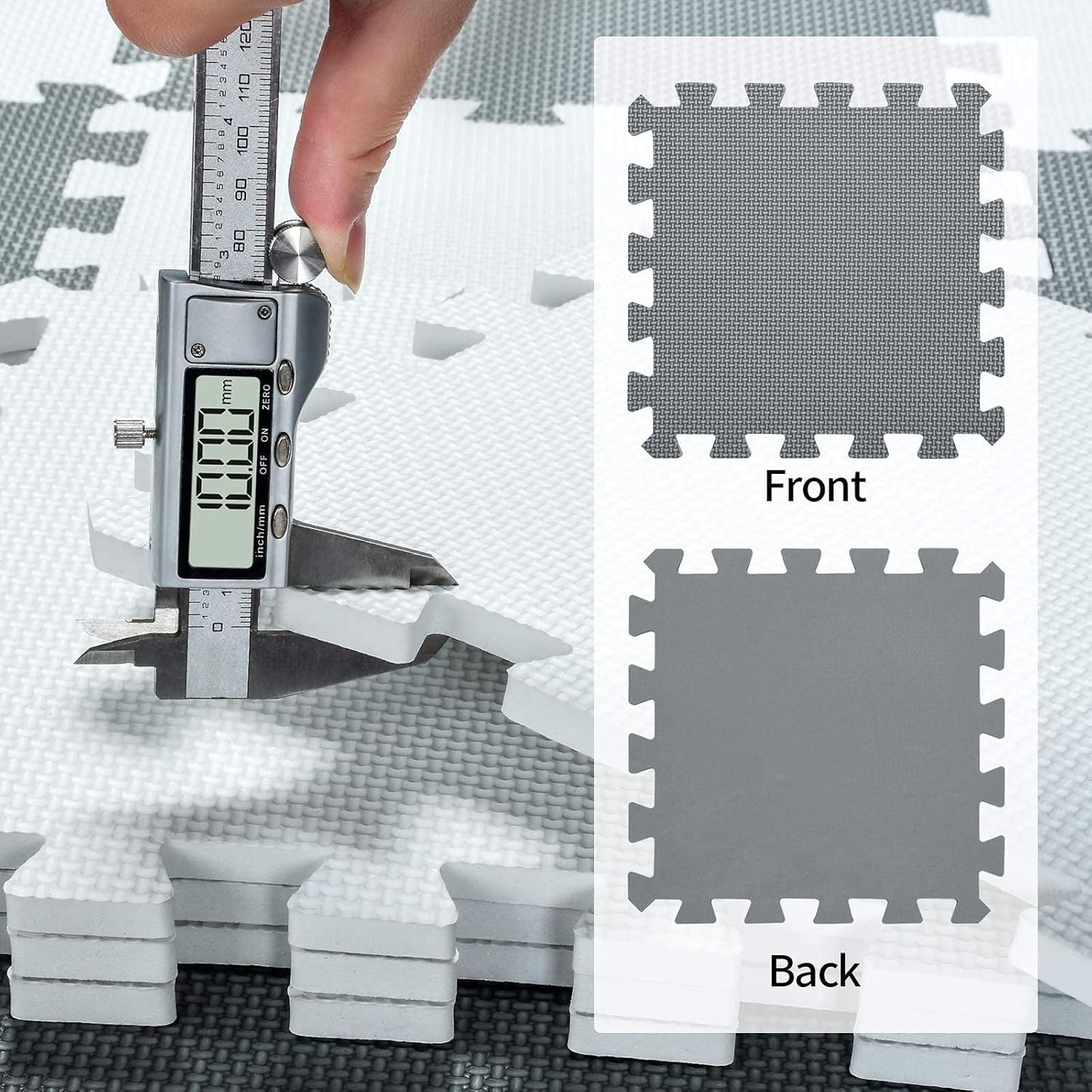 qqpp EVA Rubber 18 Tiles Interlocking Puzzle Foam Floor Mats - Baby Play Mat for Playing | Exercise Mat for Home Workout. Beige. QC-Jb18N