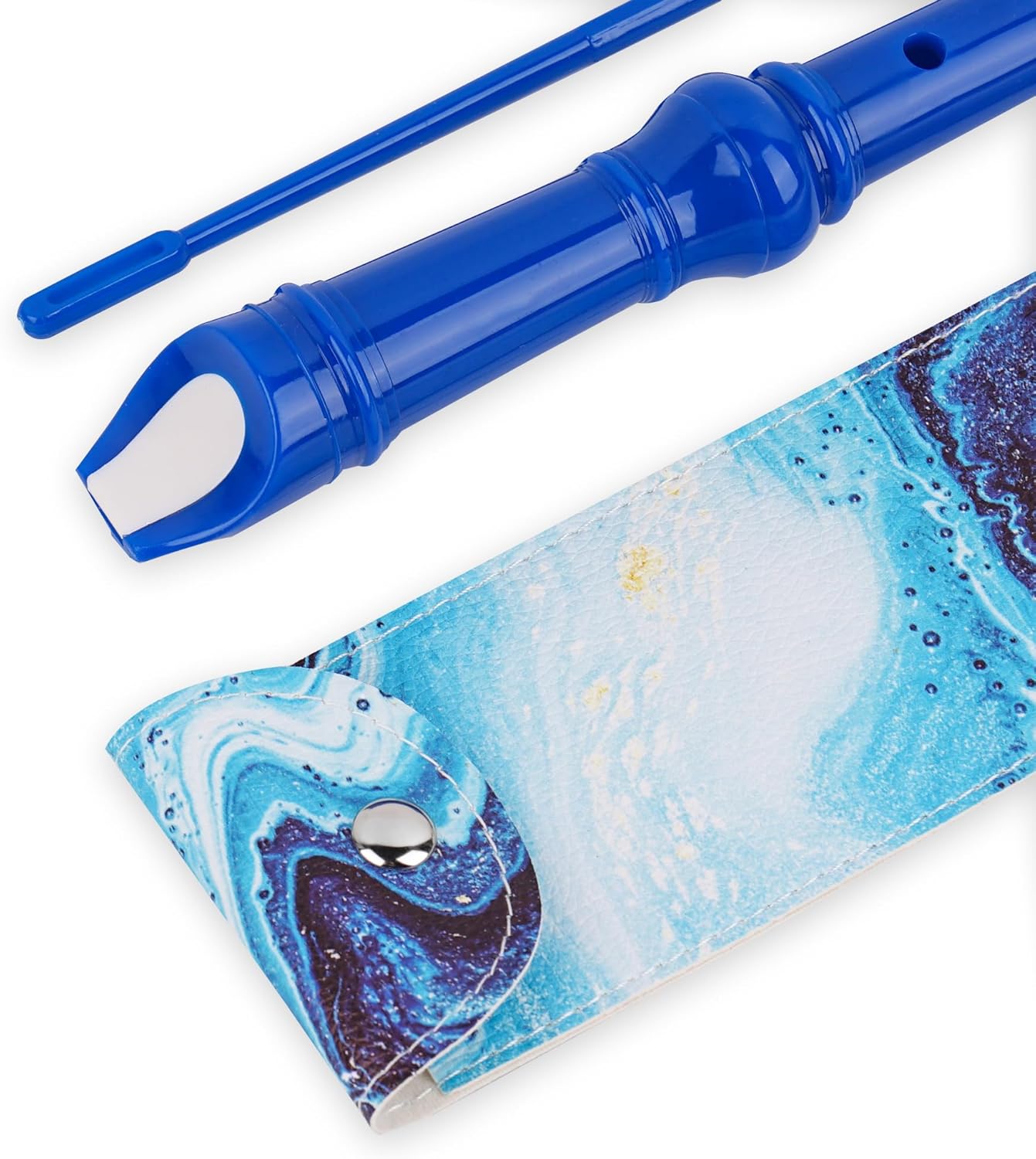 Recorder Instrument for Beginner Kids Adults,8-Hole Soprano Descant Recorder Music Flute with with Cleaning Rod & Leather Case For School Student Home Entertainment(2-Blue Quicksand)