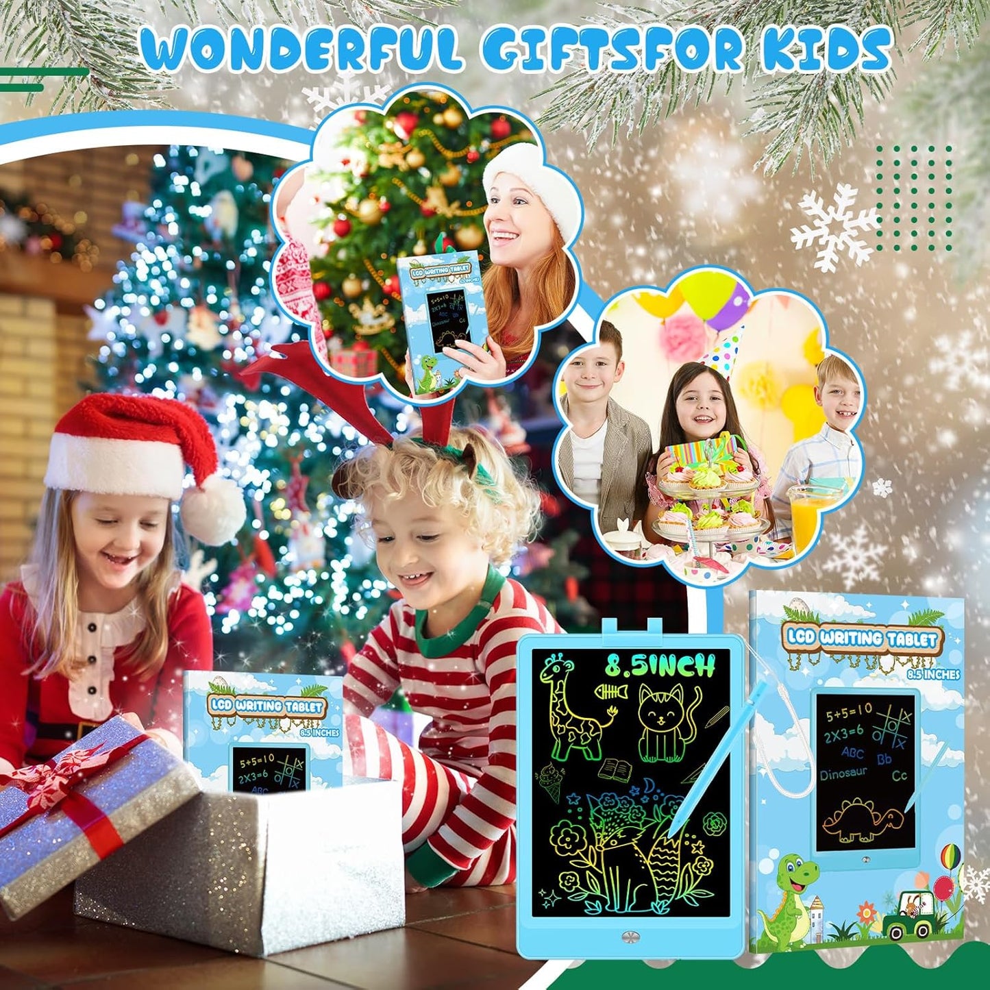 Decute Kids Toys LCD Writing Tablet with Stylus, 8.5 Inch Erasable Toddlers Doodle Board, Reusable Drawing Pad for Kids, Educational Christmas Birthday Gift for 3 4 5 6 7 8 Girls Boys Toddler Blue