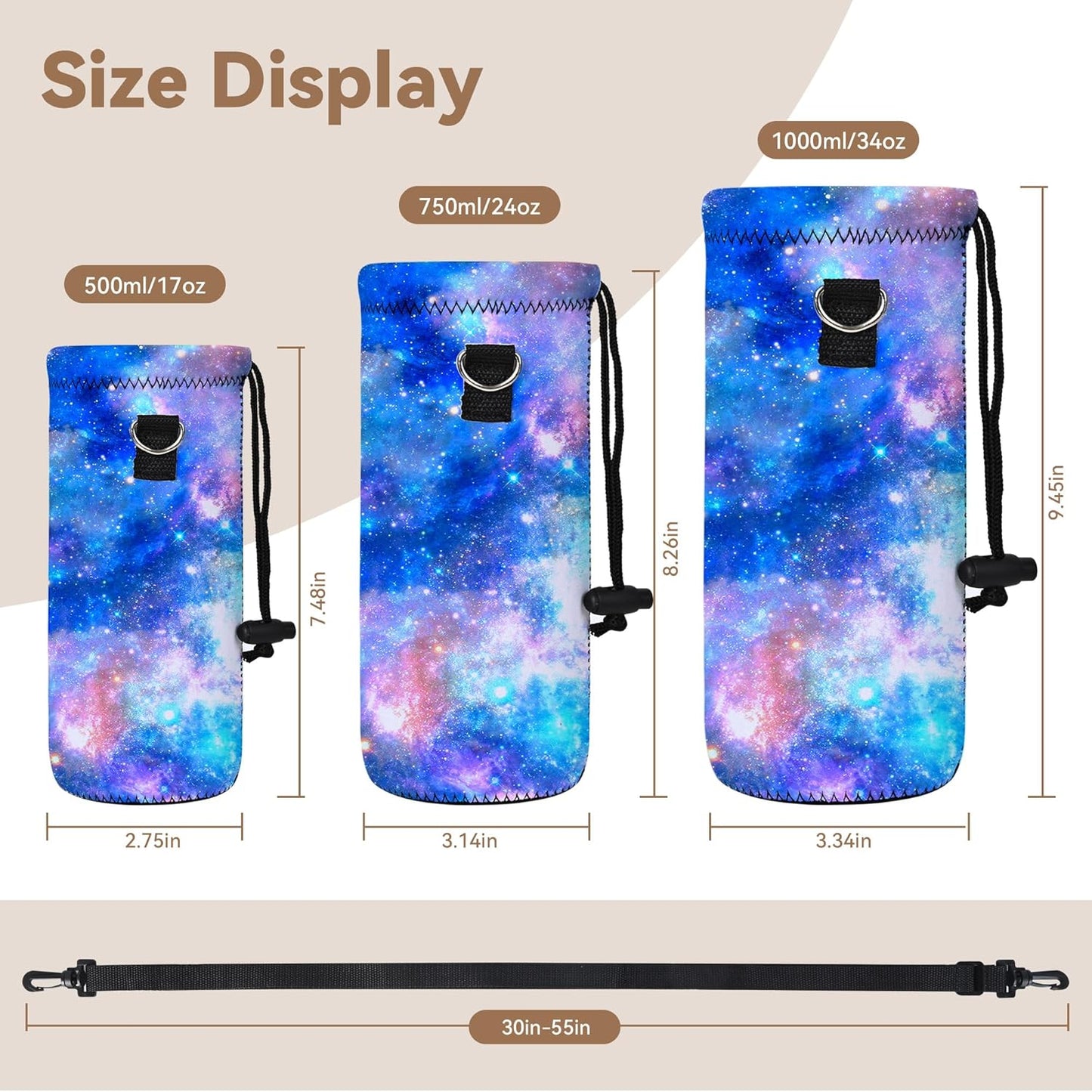 AUPET Water Bottle Bag Carrier,24oz/32oz Insulated Neoprene bottle Sling Holder Case Pouch Cover for 1000ML/750ML Bottles with Shoulder Strap for walking