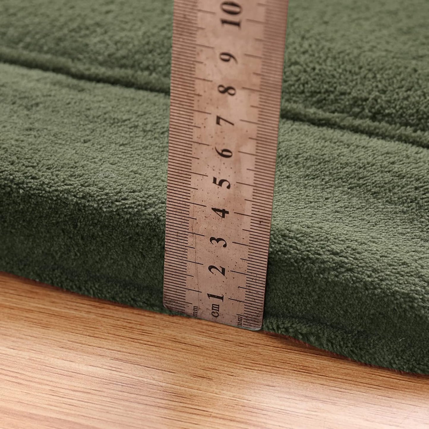 MAXYOYO Coral Velvet Area Rug, Thick Japanese Tatami Mat Living Room Carpet with Non-Slip Backing, Large Solid Color Mat for Bedroom Dormitory Yoga, Olive Green, 78 by 158 inch