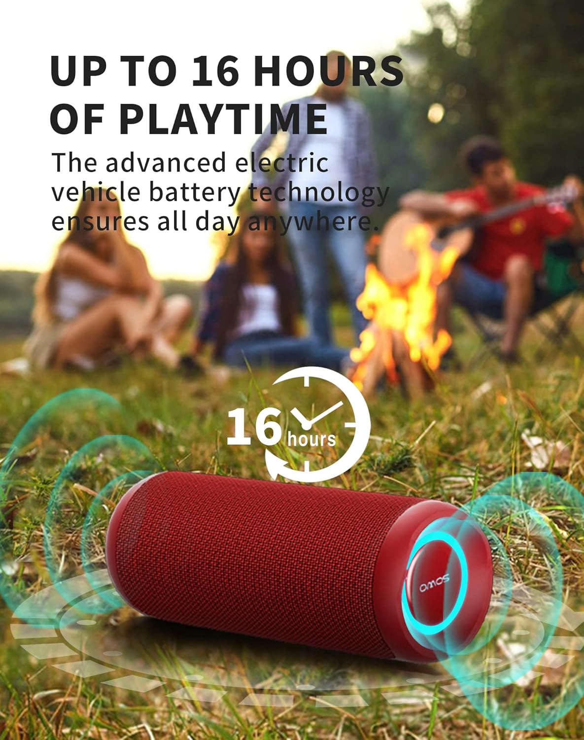 SOWO Portable Bluetooth Speaker, Waterproof IPX7, 25W Loud Wirelss Speaker with Big Audio and Punchy Bass, Outdoor Bluetooth for Party, Beach, Travel, Girls Gifts - Red