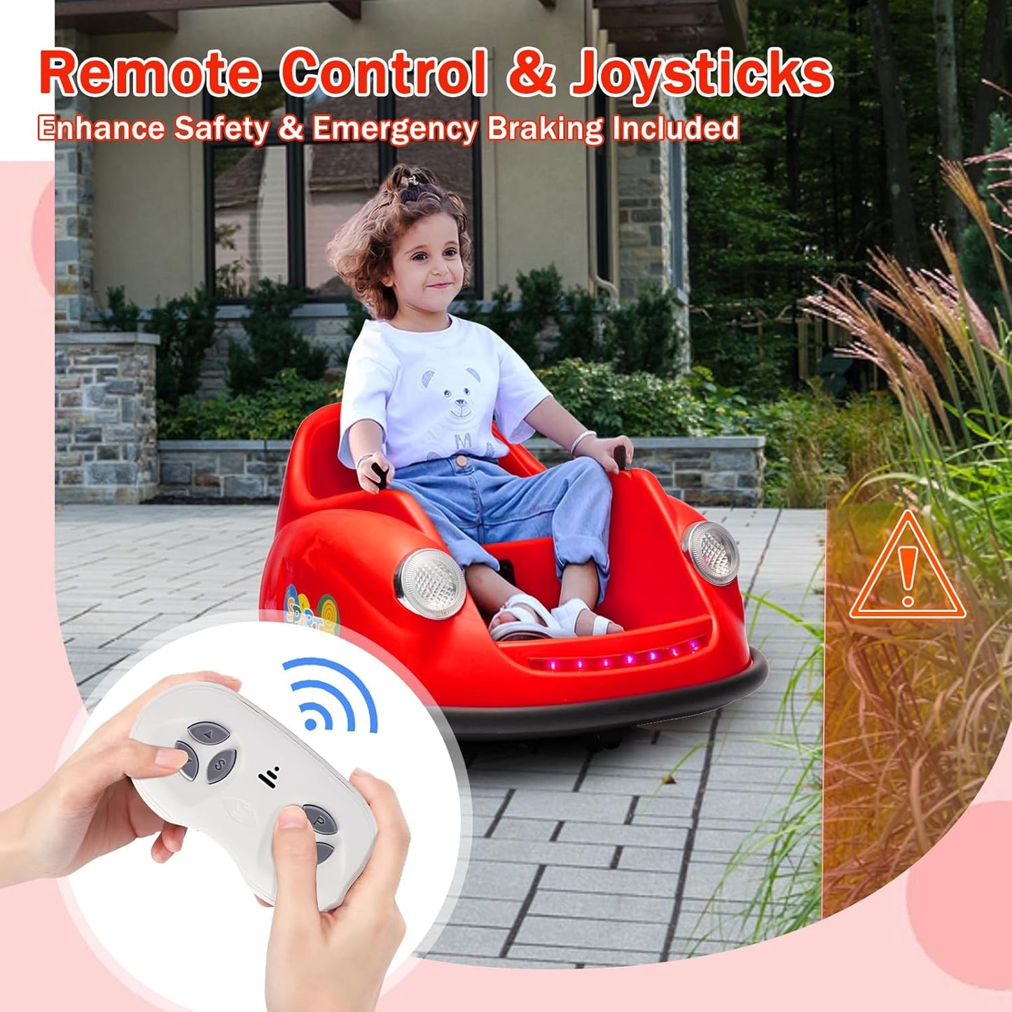 12V Bumper Car for Toddlers, Electric Toy Ride on Battery Car with Kids W/Parent Remote Control, 2-Speed, 360 Degree Spin, Music & LED Lights for Kids, Red