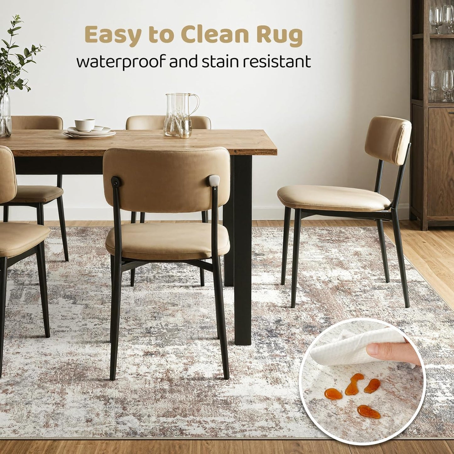 Large Area Rugs 12x15: Washable Abstract Modern Soft Rug Stain Resistant Indoor Floor Non-Slip Accent Carpet for Living Room Bedroom Nursery Playroom Dining Room Office Dorm Home House- Brown