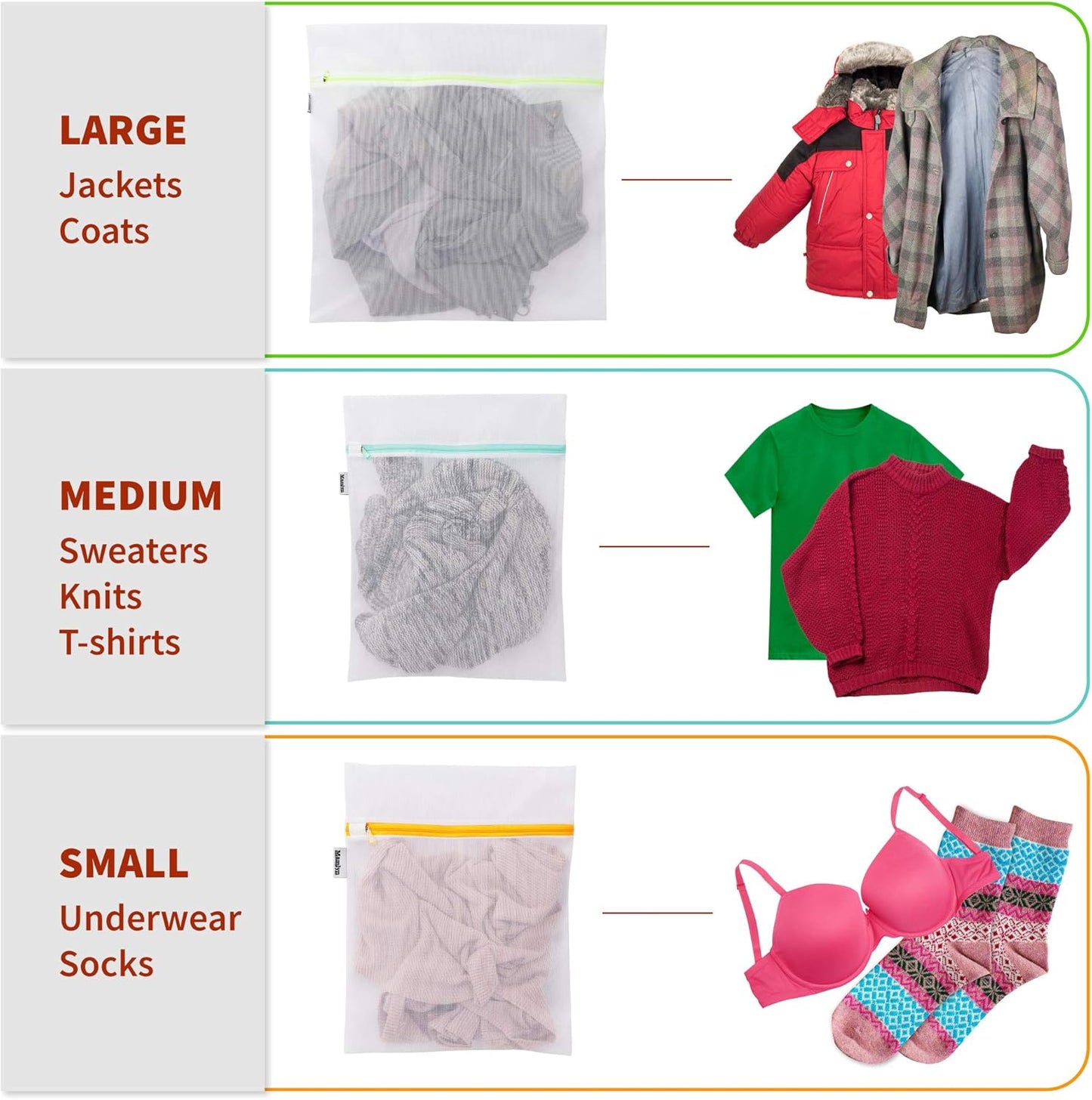 Mesh Laundry Bag for Delicates, Wash Bag for Underwear and Lingerie, Makeup Organizer Bag (1 Large, 2 Medium, 2 Small)