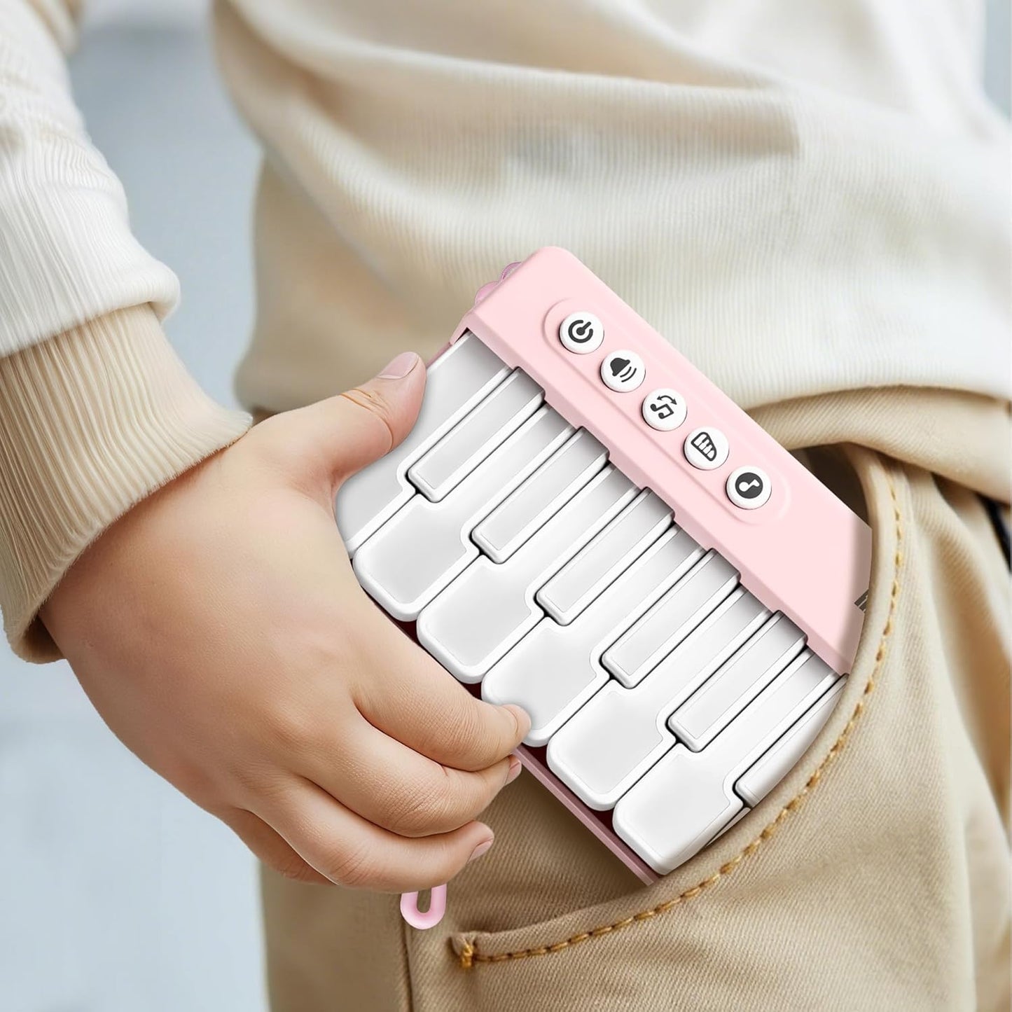 iPlay, iLearn Kids Mini Piano Toy W/Rainbow Lights, Portable Travel Piano Keyboard Toddlers Musical Instrument Learning Toys, Music Interactive Birthday Gift for 2 3 4 5 6 Year Old Girls Children