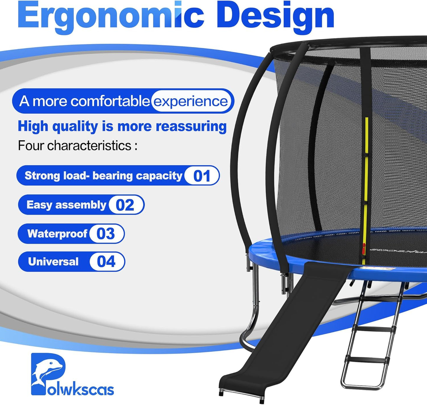 Universal Trampoline Ladder Slide kit, 3 Steps Wide Step for Trampoline, Trampoline Accessories Slide with Buffer Section for Children Kids