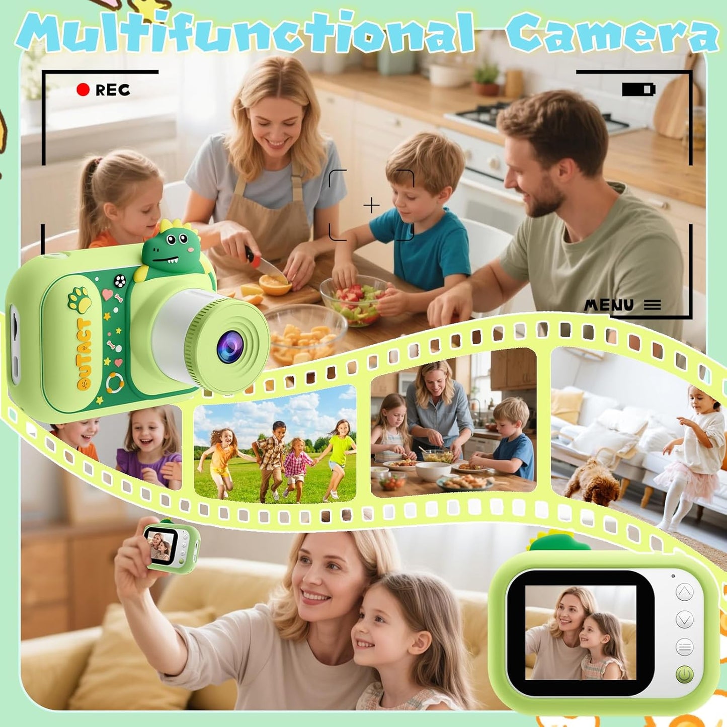 2 in 1 Microscope for Kids & Video Camera, 1000X Digital Microscope with 2.4" Screen, 1080P Portable Handheld Kids Camera Toys, STEM Educational Science Kit Toys for 3-12 Age Years Old Boys Girls