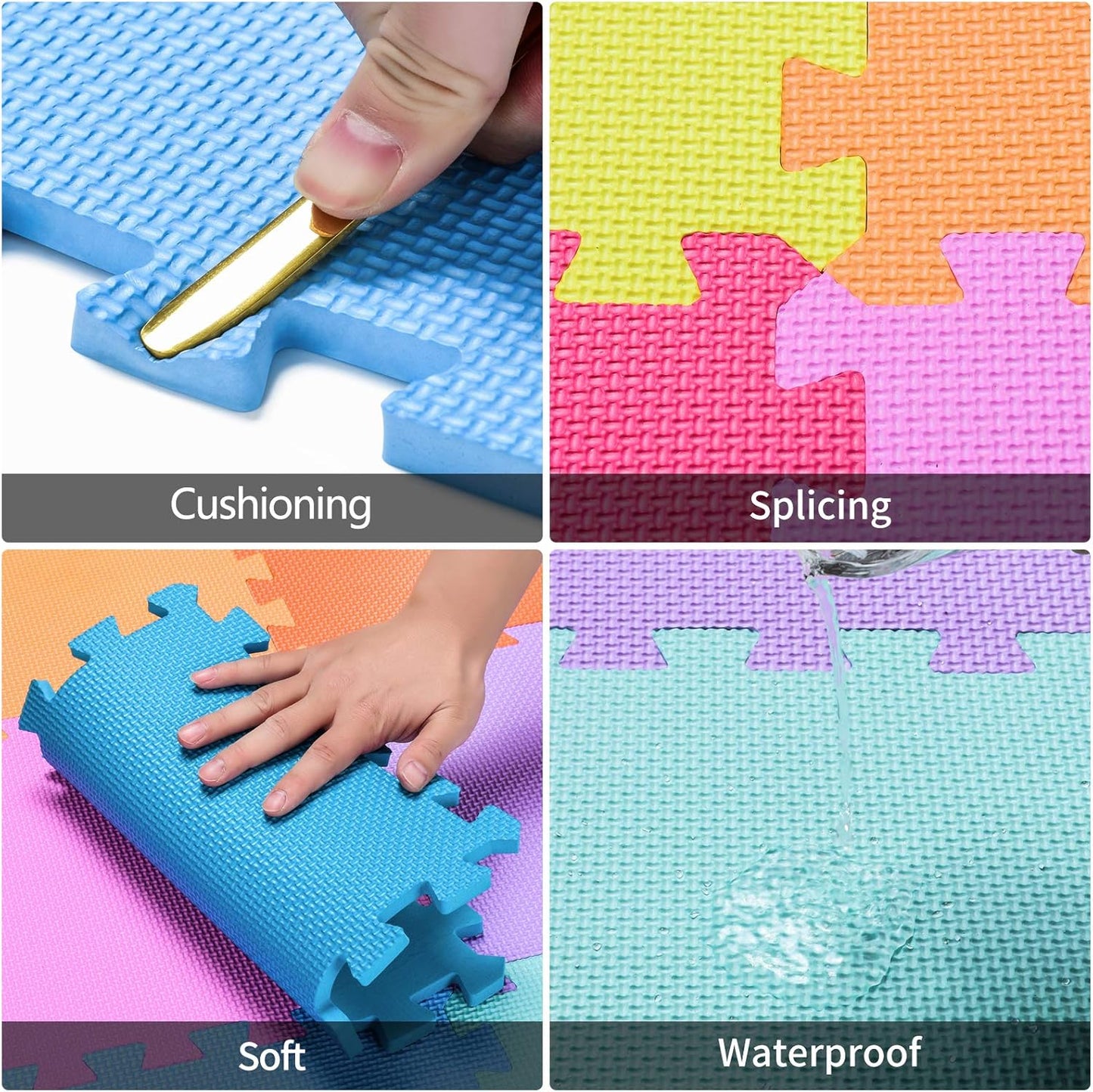 qqpp EVA Rubber 18 Tiles Interlocking Puzzle Foam Floor Mats - Baby Play Mat for Playing | Exercise Mat for Home Workout. QC-ACEGHb18N
