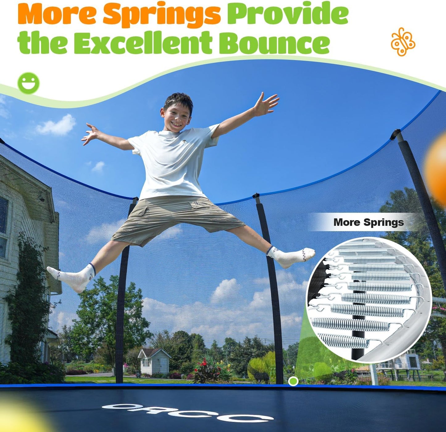 ORCC Trampolines CPSIA Approved 450LBS Weight Capacity 16 15 14 12 10 FT with Safety Enclosure Net Recreational Trampoline for Kids Family Outdoor Backyard