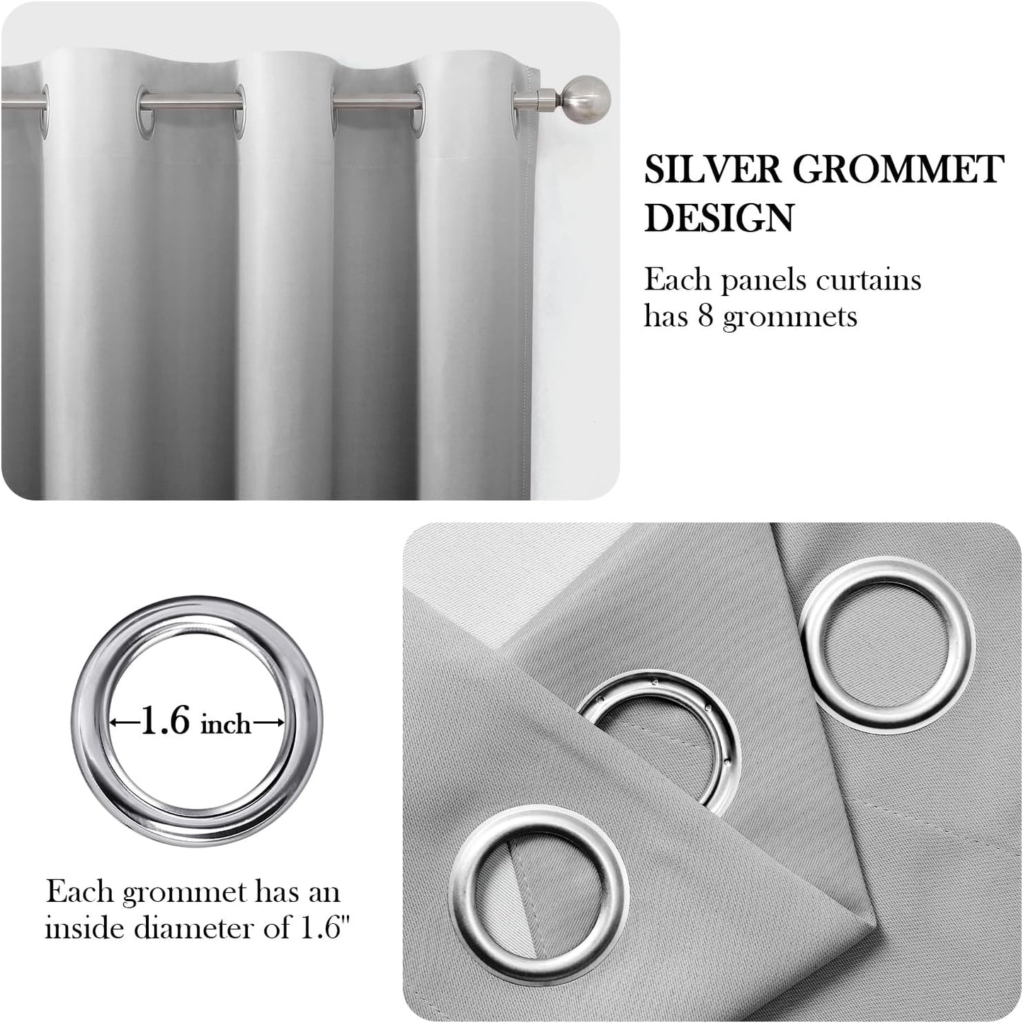 HOMEIDEAS Black Ombre Blackout Curtains 52 X 84 Inch Length Gradient Room Darkening Thermal Insulated Energy Saving Grommet 2 Panels Window Drapes for Living Room, Bedroom