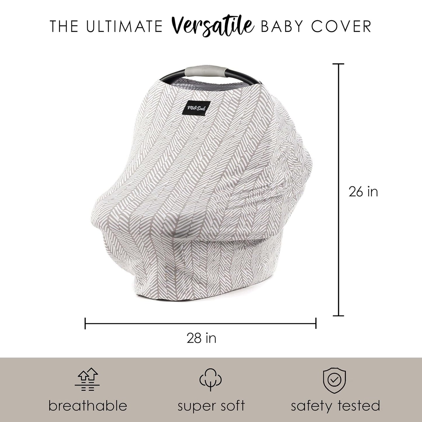 Milk Snob Original 5-in-1 Cover - Added Privacy for Breastfeeding, Baby Car Seat, Carrier, Stroller, High Chair, Shopping Cart, Lounger Canopy - Newborn Essentials, Nursing Top, Herringbone