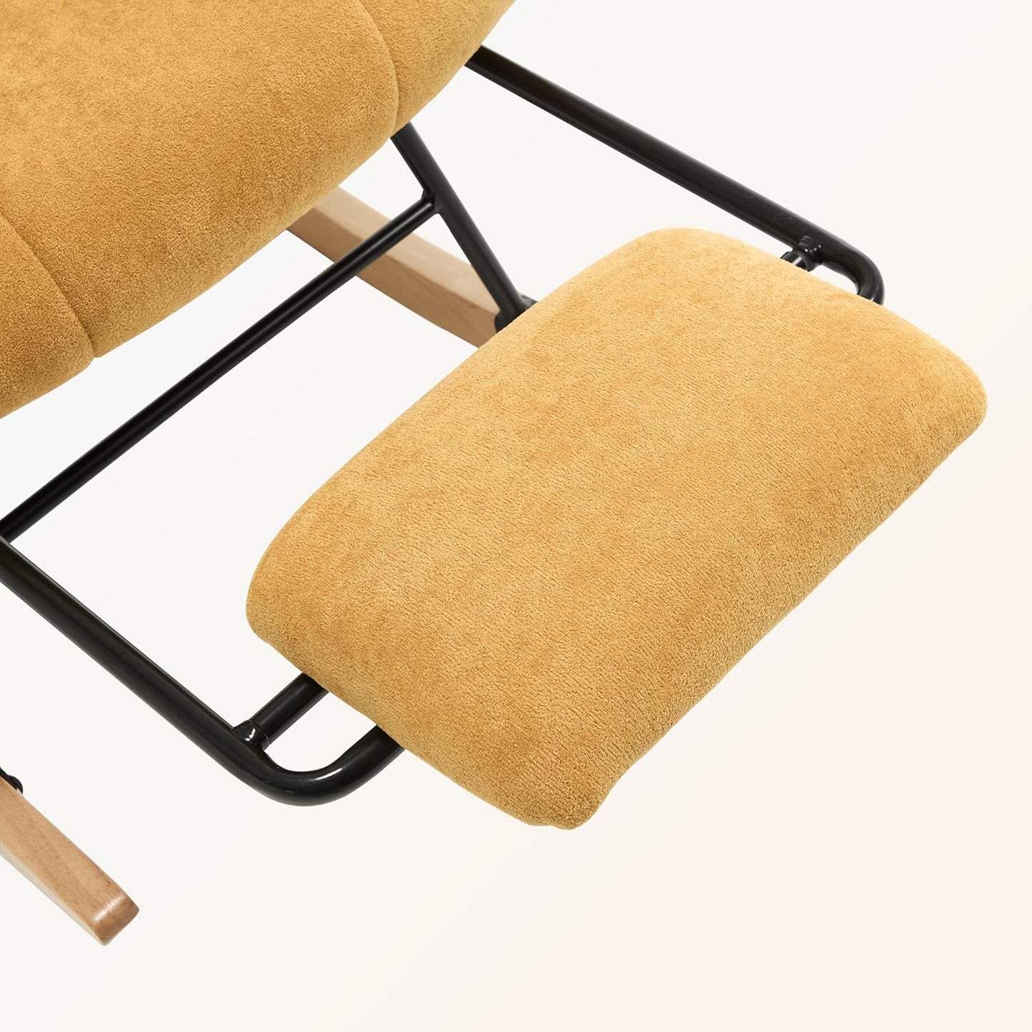 KEEZY Rocking Chair Nursery,Upholstered Glider Chair Padded Seat with High Backrest,Reading Chair,Armchair Comfy Side Chair for Living Room Bedroom Offices (Yellow)