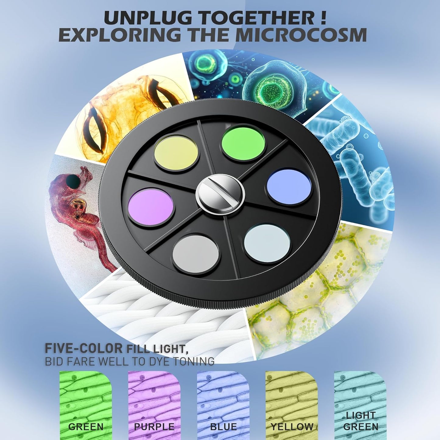 Microscope for Adults Professional, Compound Microscope for Kids 8-12, 100X-3000X High-Power Biological Microscope for Students, School Lab & Home Education, with Slides Set