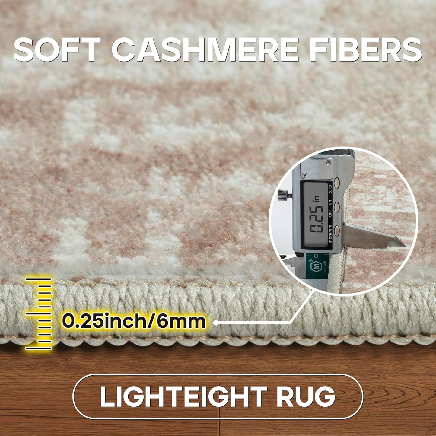 Runner Rug for Hallways Kitchen 2'6"x8' Washable, Non Slip Carpet 8ft Area Rugs Entryway Rubber Backed 8 Feet Neutral Abstract Modern Low Pile Indoor Beige