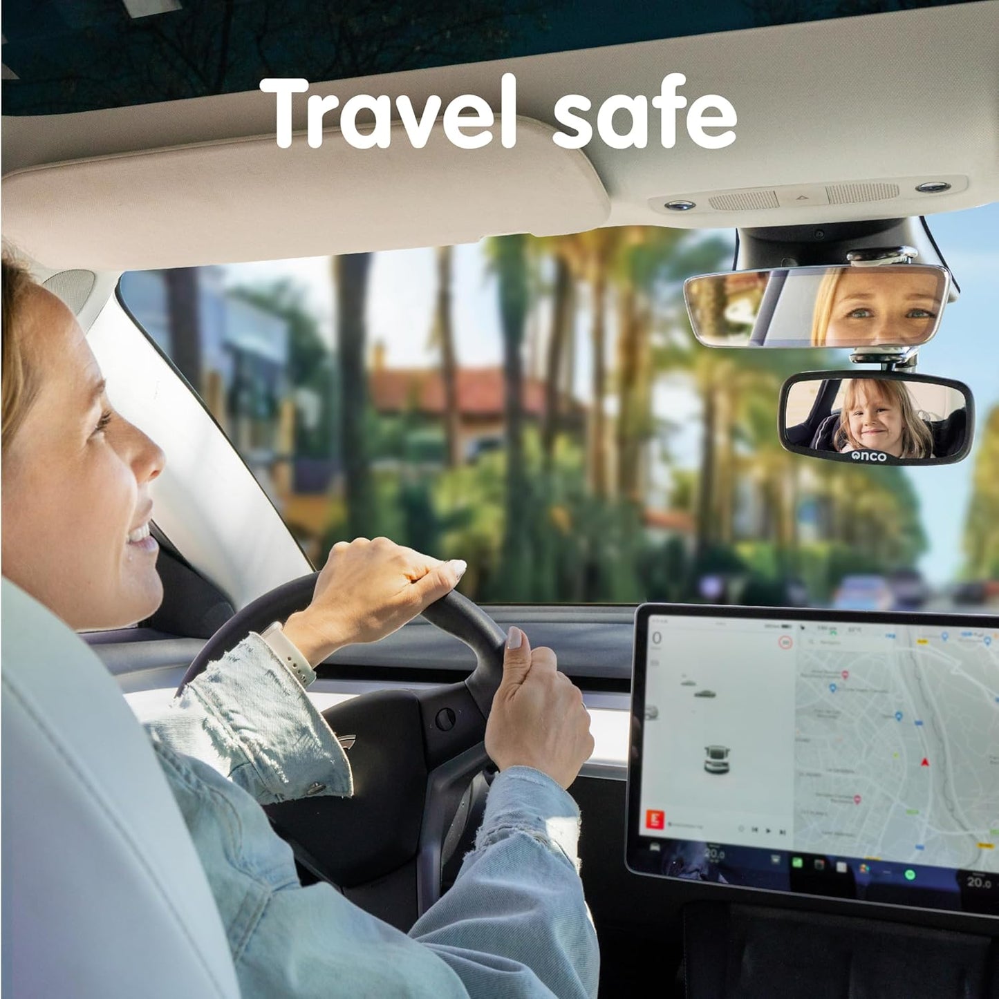 Onco Forward Facing Baby Car Mirror - Clip On Car Mirror for Baby, 100% Shatterproof & Shakeproof, Newborn Essentials