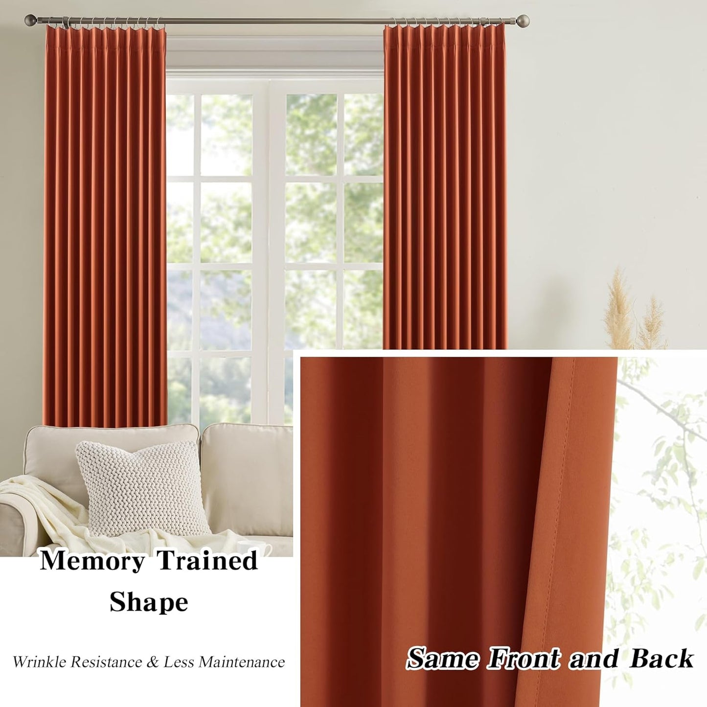 KEQIAOSUOCAI 92 Inch Custom Blackout Curtains for Living Room 2 Panels Set,Copper Pinch Pleat with Hooks Hippie Decorative Pleated Window Drapes Rustic Western Curtain for Bedroom Cabin W40 x L92