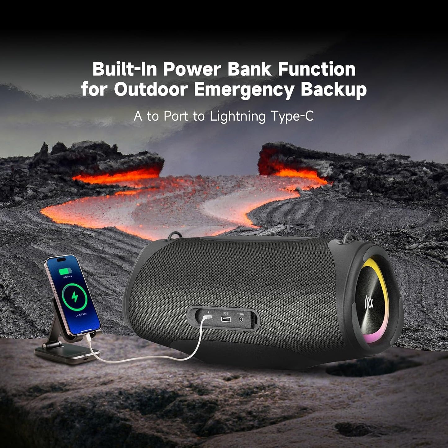 Portable Bluetooth Speaker,IPX7 Waterproof 80W Loud Stereo Sound Wireless Outdoor Speaker for Pool,Shower,Camping Bike Use,8H Playtime