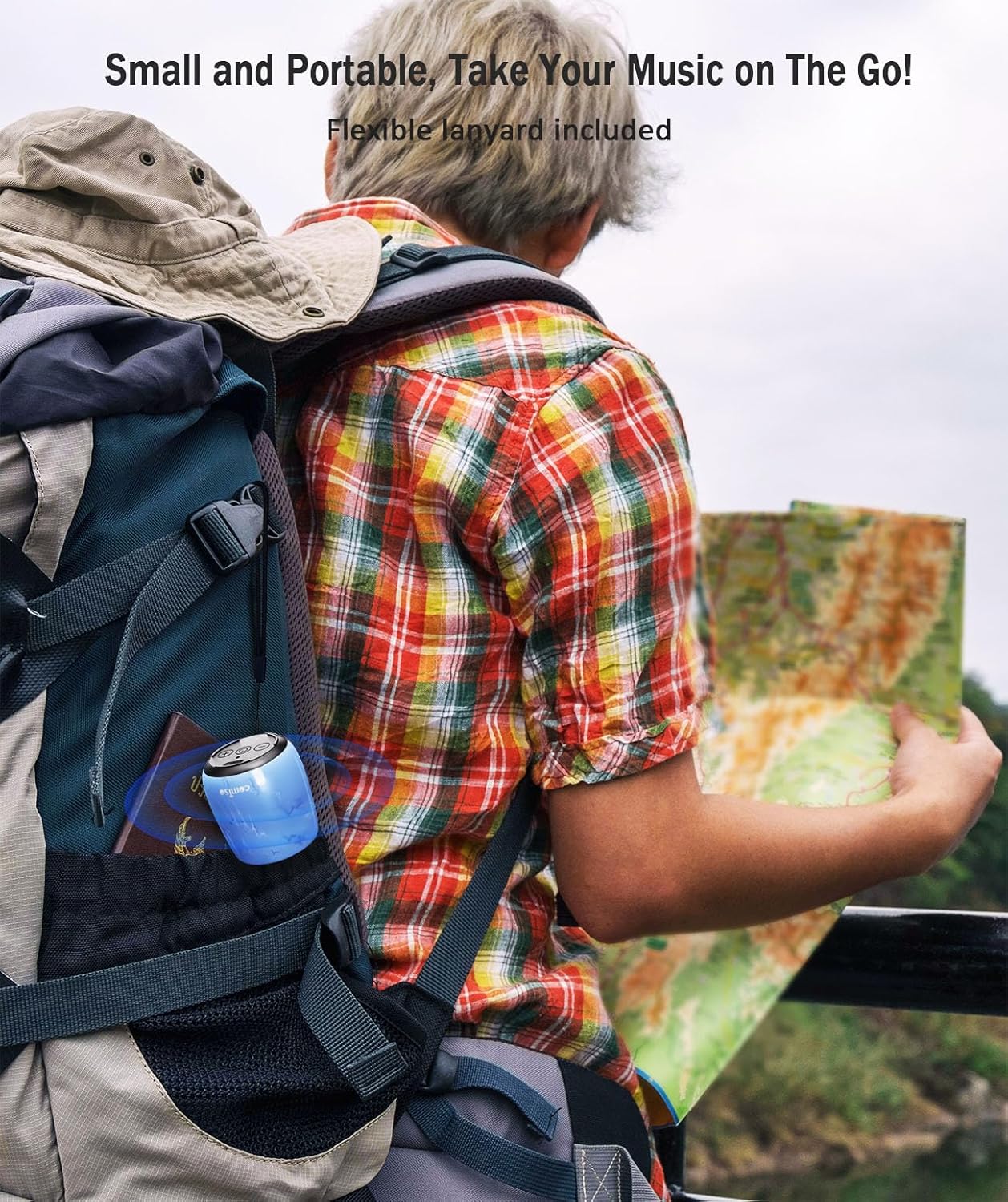 comiso Small Bluetooth Speaker, IPX7 Waterproof Speaker with Robust Bass and Stereo Sound, Wireless Speakers with Hands-Free Call, Portable Speakers for Hiking, Car or Trip, Ideal Gift for Men, Women