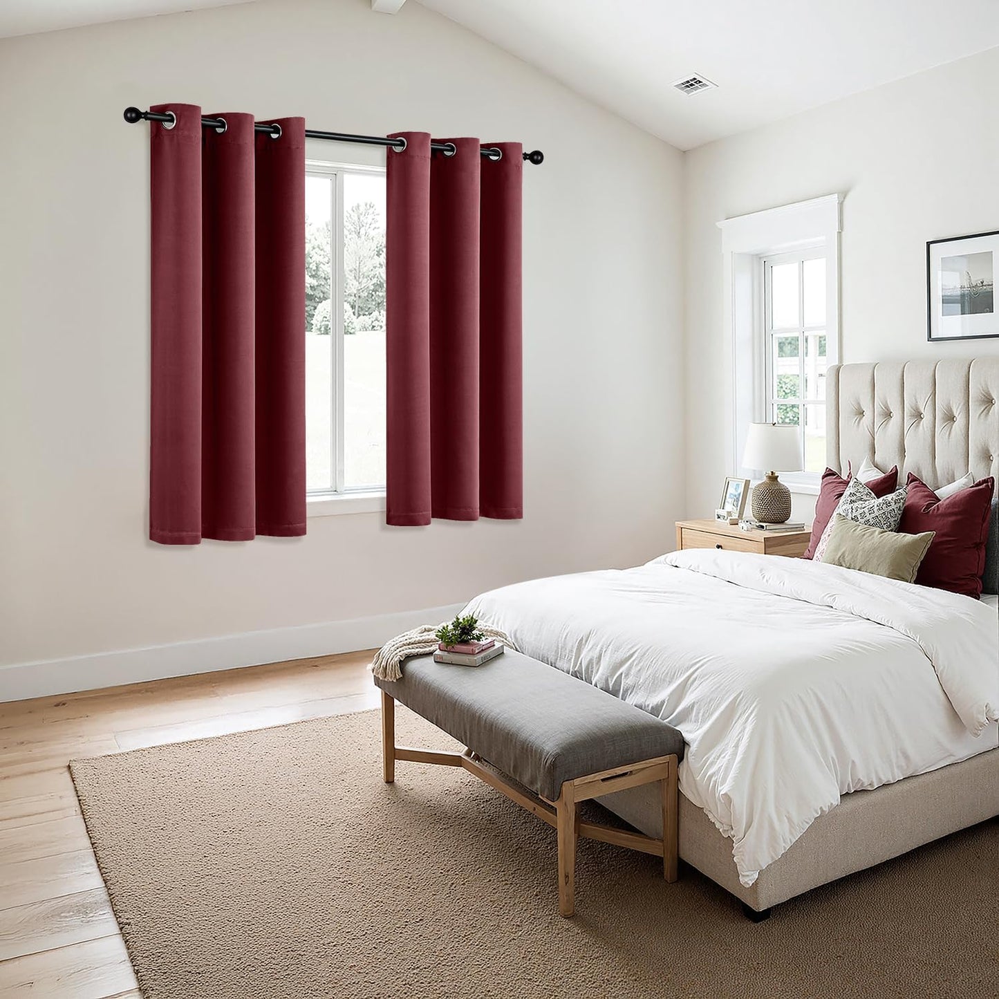 MIULEE Burgundy Red Blackout Curtains - Thermal Insulated Bedroom Curtains Room Darkening Drapes for Living Room Kitchen Christmas Grommet Top Window Treatment, 40 x 54 Inches Long, 2 Panels