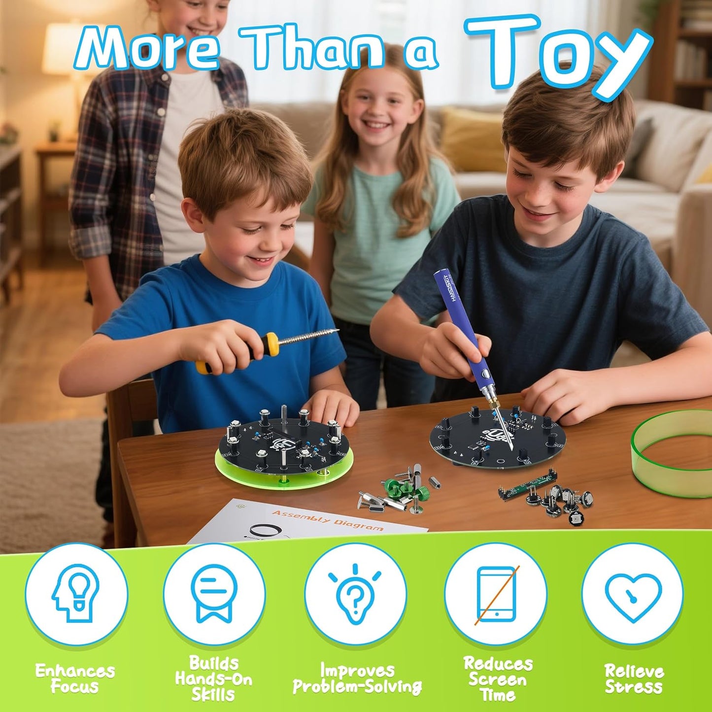 STEM DIY Toys Hand Assembly Electronic Spin The Wheel | Science Craft Kit for Kids Ages 8-9-10-11-12-13-14-15+ Years Old | Educational Gifts for Boys&Girls | Video Guide | (Fire Wheel-Fox Blazer)