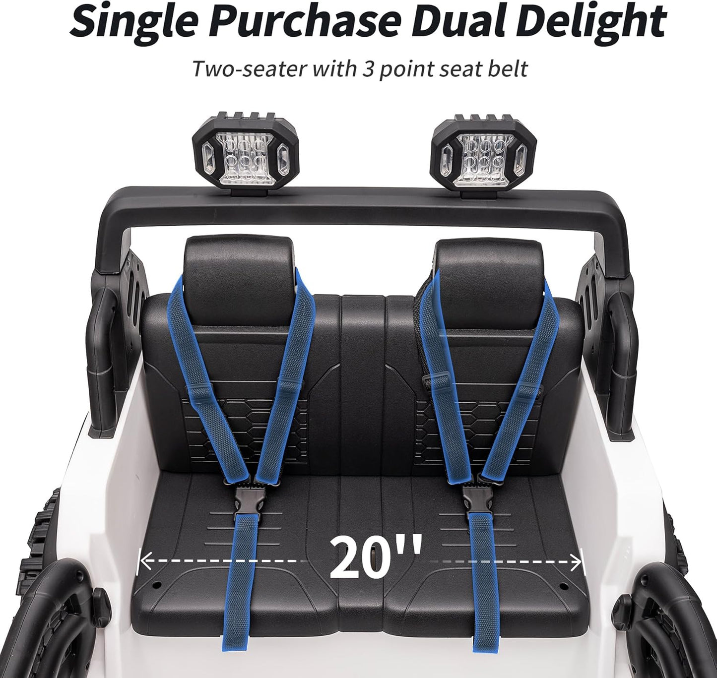 2 Seater Ride on Toy Car for Kids, 24V 4x4 Ride-on Truck Kids Electric Car w/Remote Control, 4x200W Motors - White