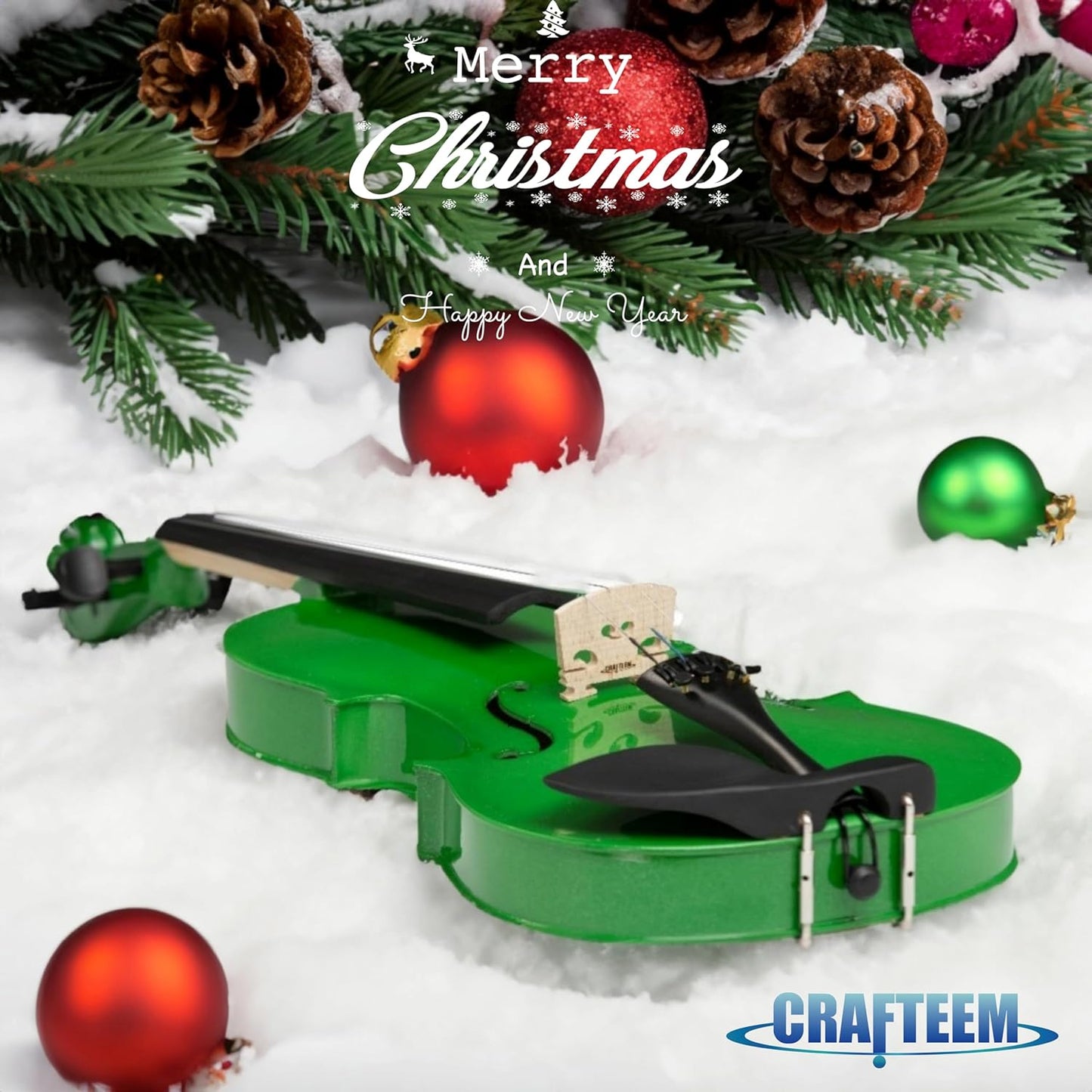 4/4 Full Size Fiddle Green Colored Premium Violin Outfit for Beginners Adults Kids With 5 Color Fingering Tape- Handcrafted Student Beginner Violin.(Green, 4/4 Full)