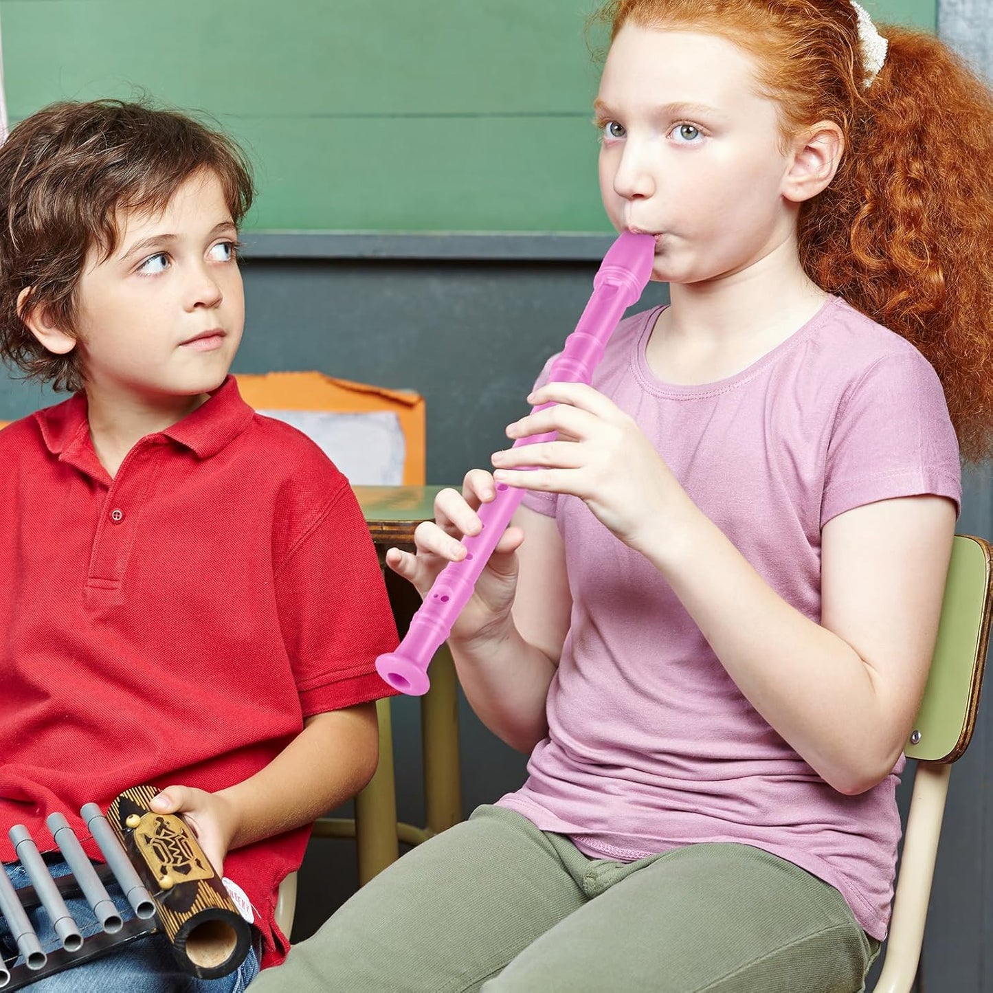 8 Hole Soprano Recorders Descant Flute Bulk With Cleaning Rod German Style for Back to School Gift Christmas Shoebox Supplies Musical Instruments Party Favor (24 Pack)