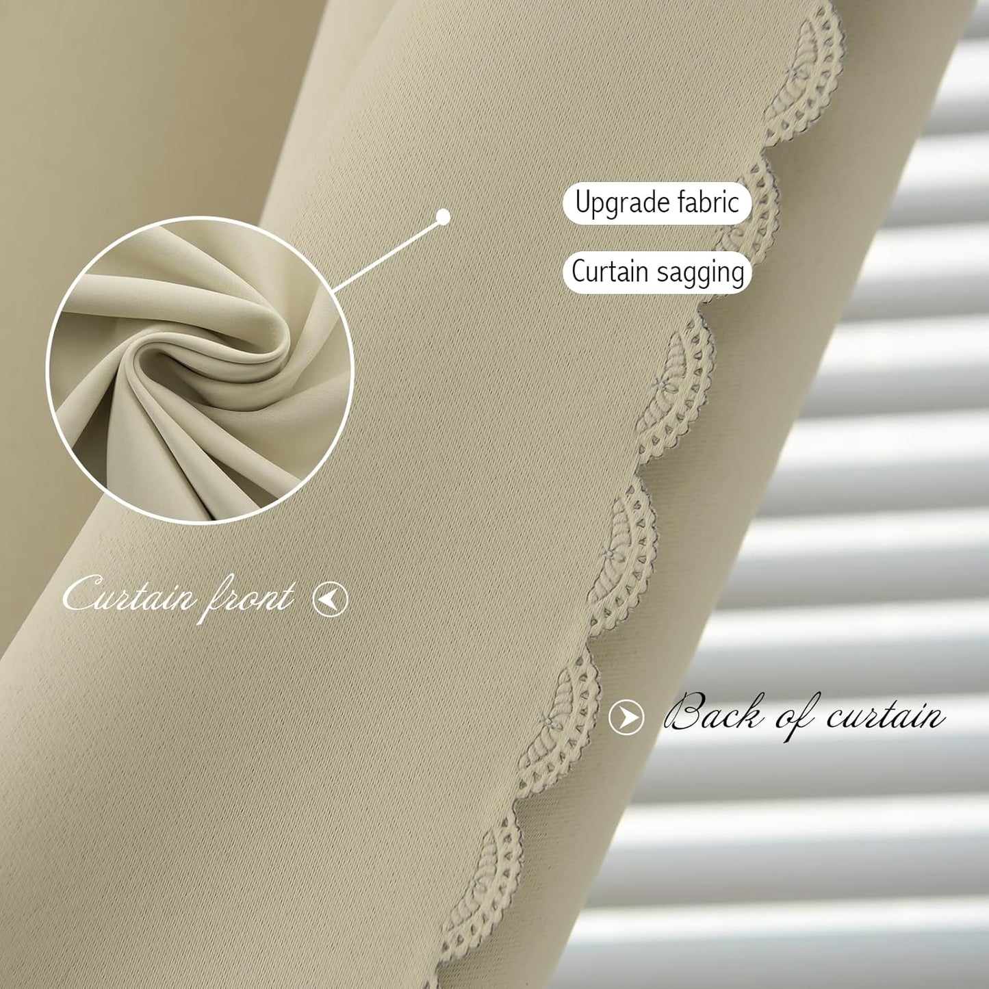 Self Adhesive Portable Blackout Curtains for Bedroom Easy to Install Window Thermal Lnsulated Kitchen Room Darkening Small Window Curtains, Cortinas Para Cuarto, 35"W X 79"L, Beige, 1 Panel