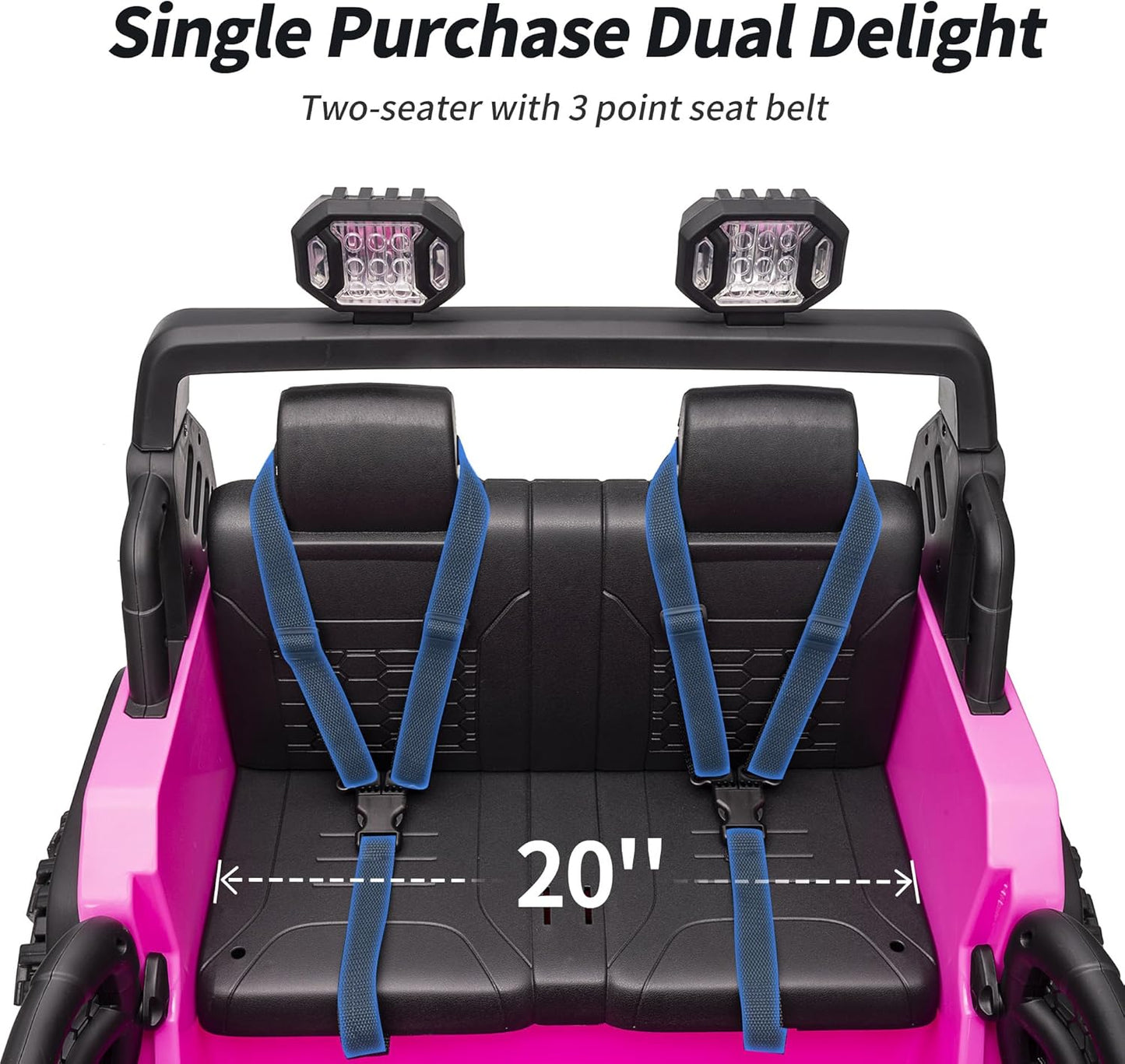 2 Seater Ride on Car Truck, 12V Kids Electric Ride on Toy for Big Kids Age 3-8 w/Remote Control- Hot Pink