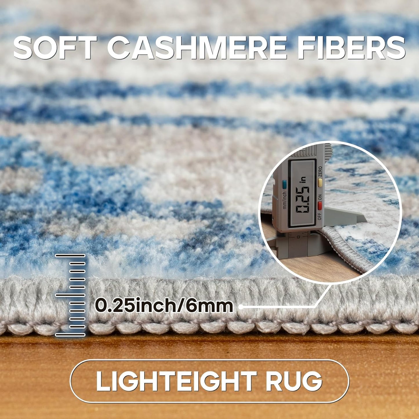 5x7 Area Rugs for Living Room Rug Washable: Modern Rug for Dining Room Bedroom Carpet Non Slip Low Pile 5 by 7 Indoor Abstract Nursery Home Office Blue White