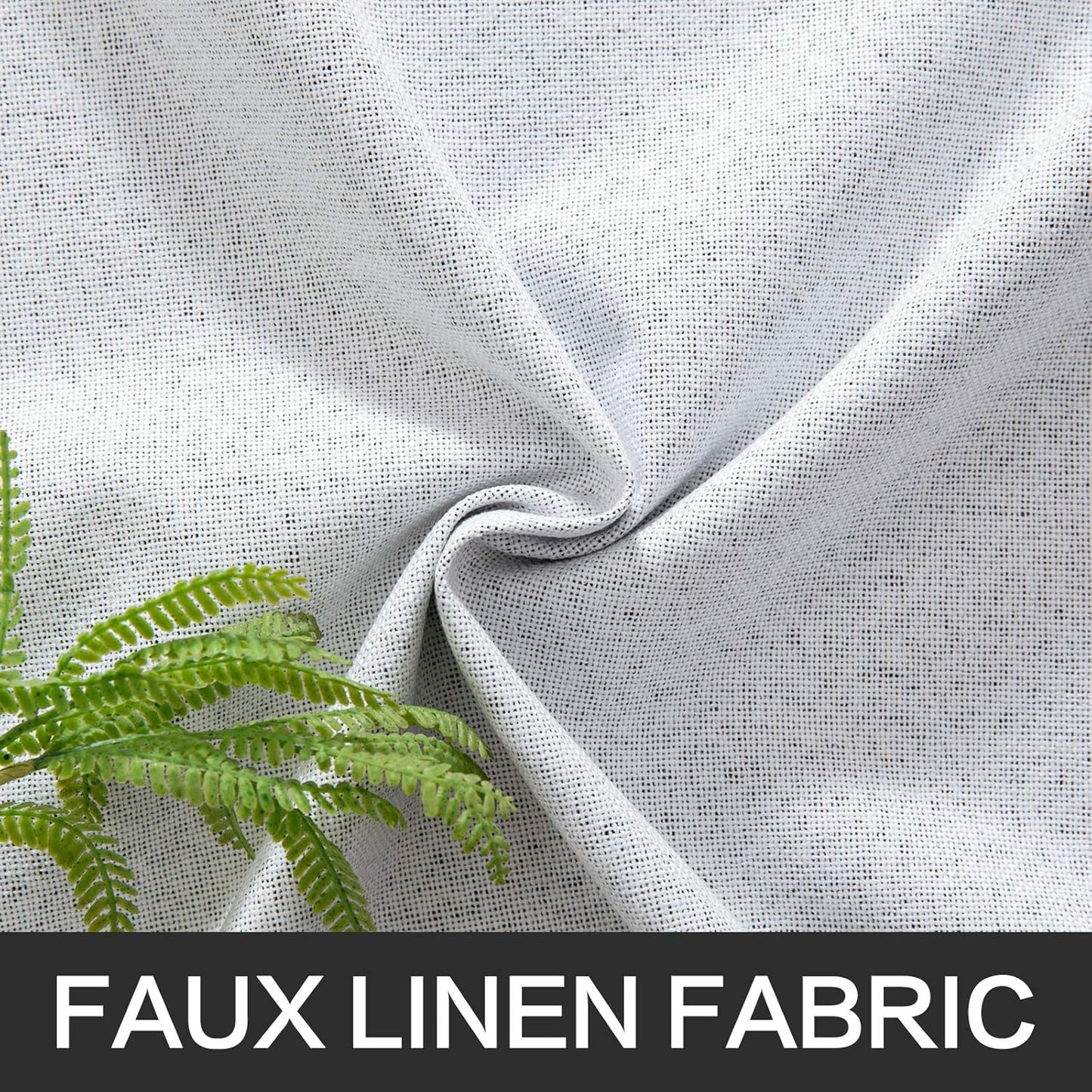 MIULEE Linen Texture Curtains for Bedroom Solid 100% Blackout Thermal Insulated Grayish White Curtains Grommet Room Darkening Curtains/Drapes for Living Room Nursery 52x63 Inch (2 Panels)