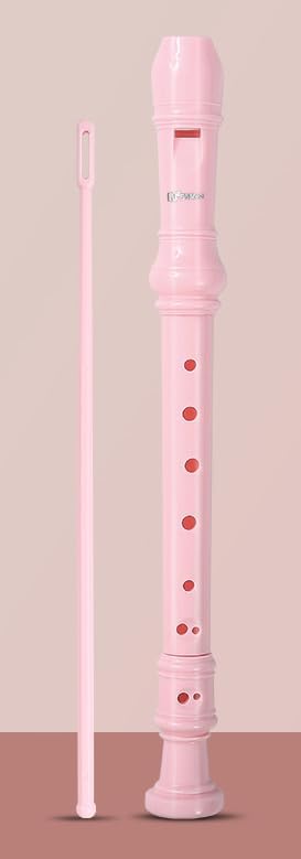 German Fingering, Natural,Soprano Recorders Descant Flute With Cleaning Rod German Style for Chrildren Kids Beginner Graduation or Back to School Gift(Pink eight holes)