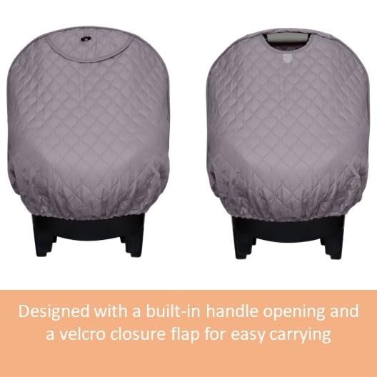 liuliuby Baby Car Seat Weather Shield | Warm Quilted Winter Cover with Clear Window for Infant Carseat | Keeps Babies & Newborn Protected in Cold | Car Seat Cover for Boys & Girls (Gray)
