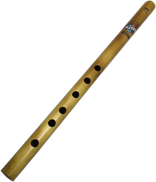 Zaza Percussion- 6 Finger holes - Polished Bamboo Flute state (D# - 15'' Indian Flute)