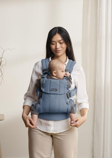 BabyBjörn Baby Carrier Harmony, Woven mélange, Blue | 3-in-1 Ergonomic Baby Carrier; Newborn, Facing-in, Outward-Facing, and Back Carrying Positions Supported (7-40 lbs), Newborn to Toddler